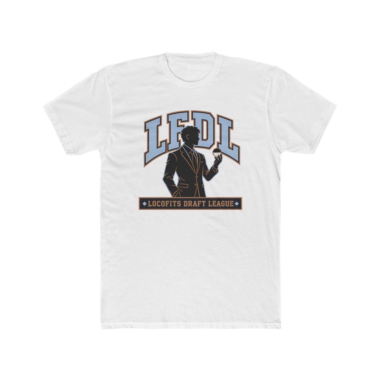 LocoFits Draft League MP Portrait Silhouette Logo Cotton Crew Tee