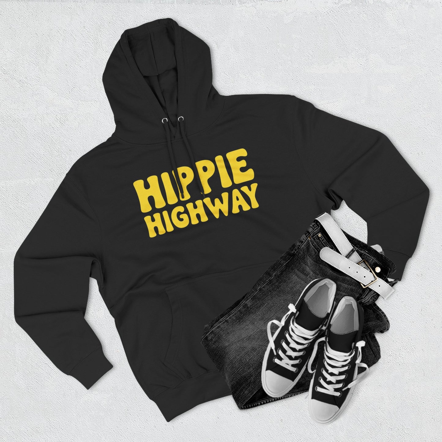 "Hippie Highway" Big Script Fleece Hoodie