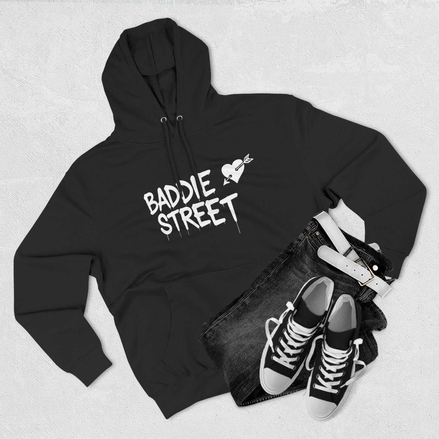 "Baddie Street" Arrow Heart V4 Front V3 Back Logo Fleece Hoodie