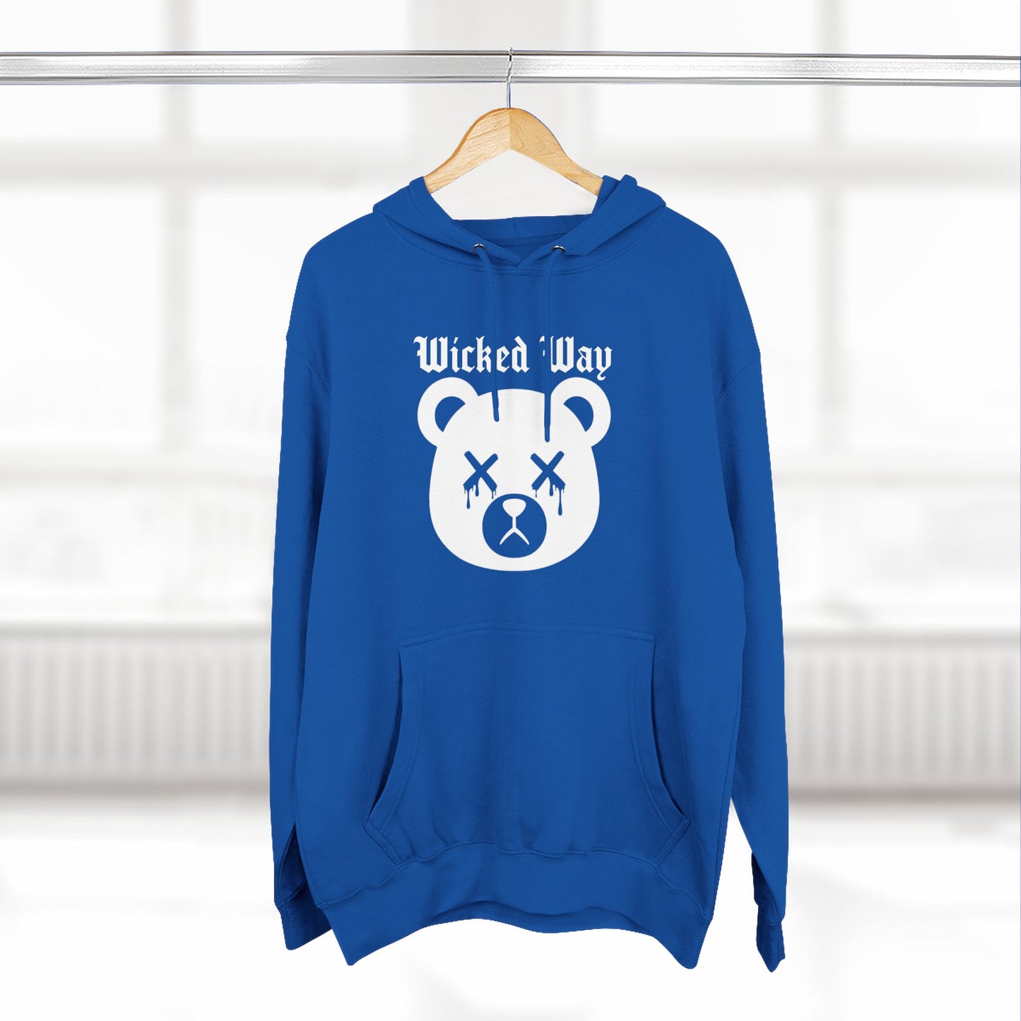 "Wicked Way" Deady Bear Head White Logo Hoodie