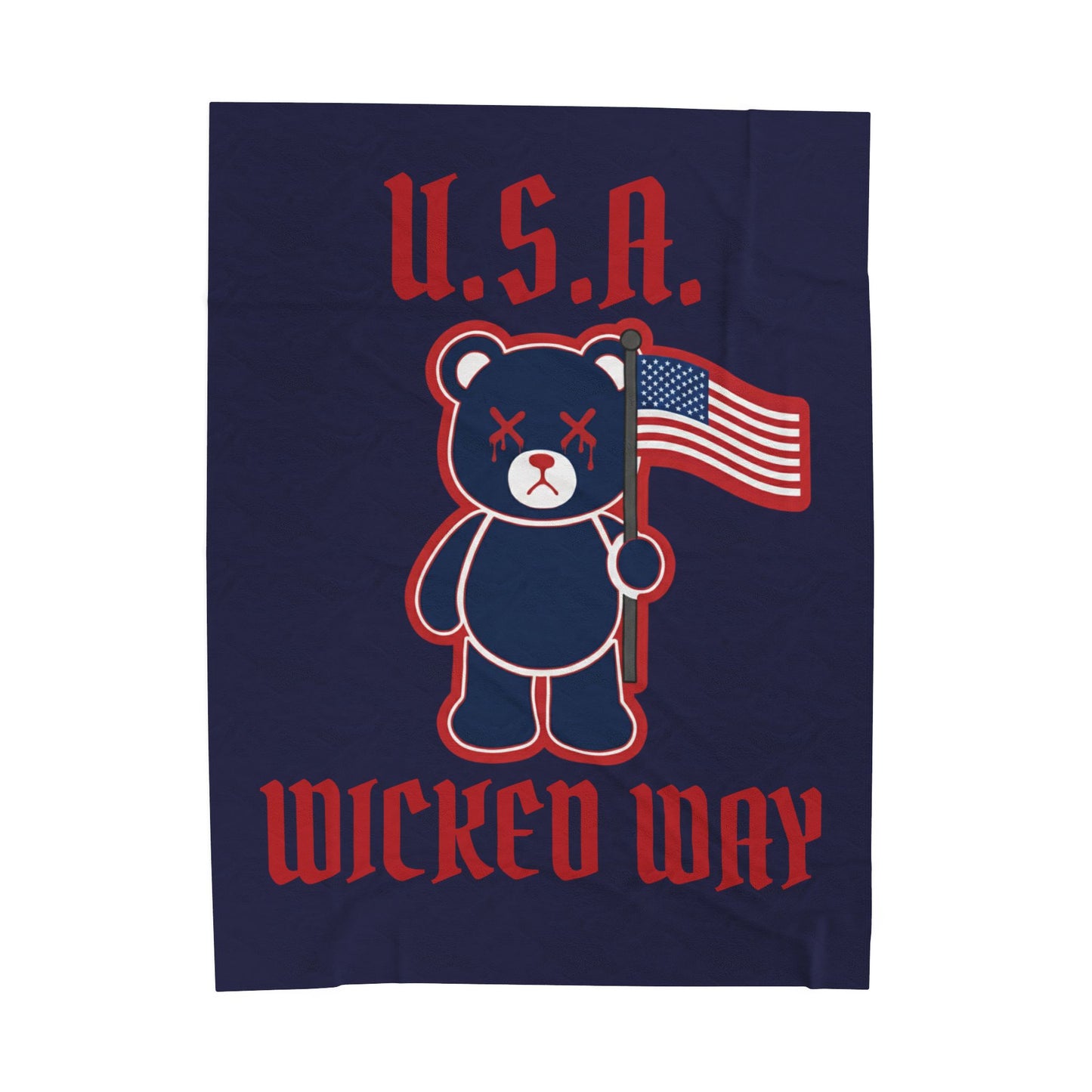 "Wicked Way" Nation Deady Bear U.S.A. Velveteen Plush Blanket