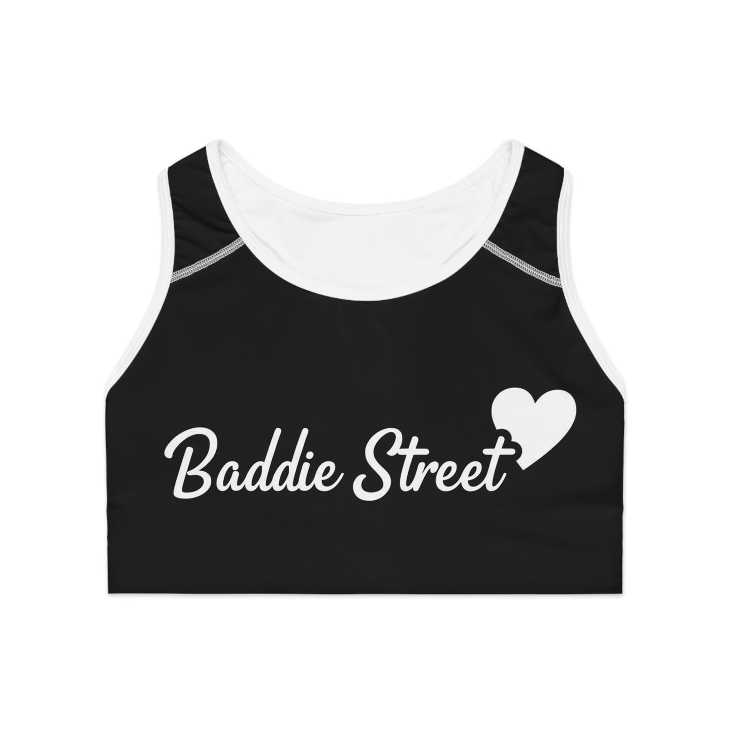 "Baddie Street" Script Heart V2 Sports Bra Active Fitness Wear