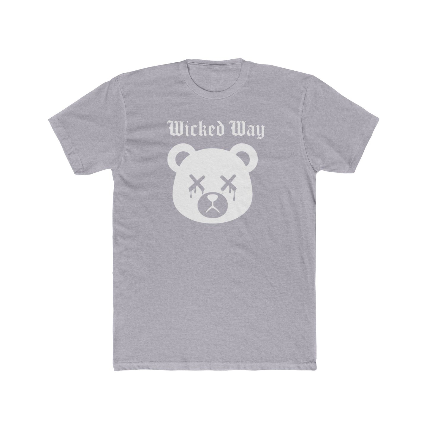 "Wicked Way" Dead Bear Head White Logo Cotton Crew Tee
