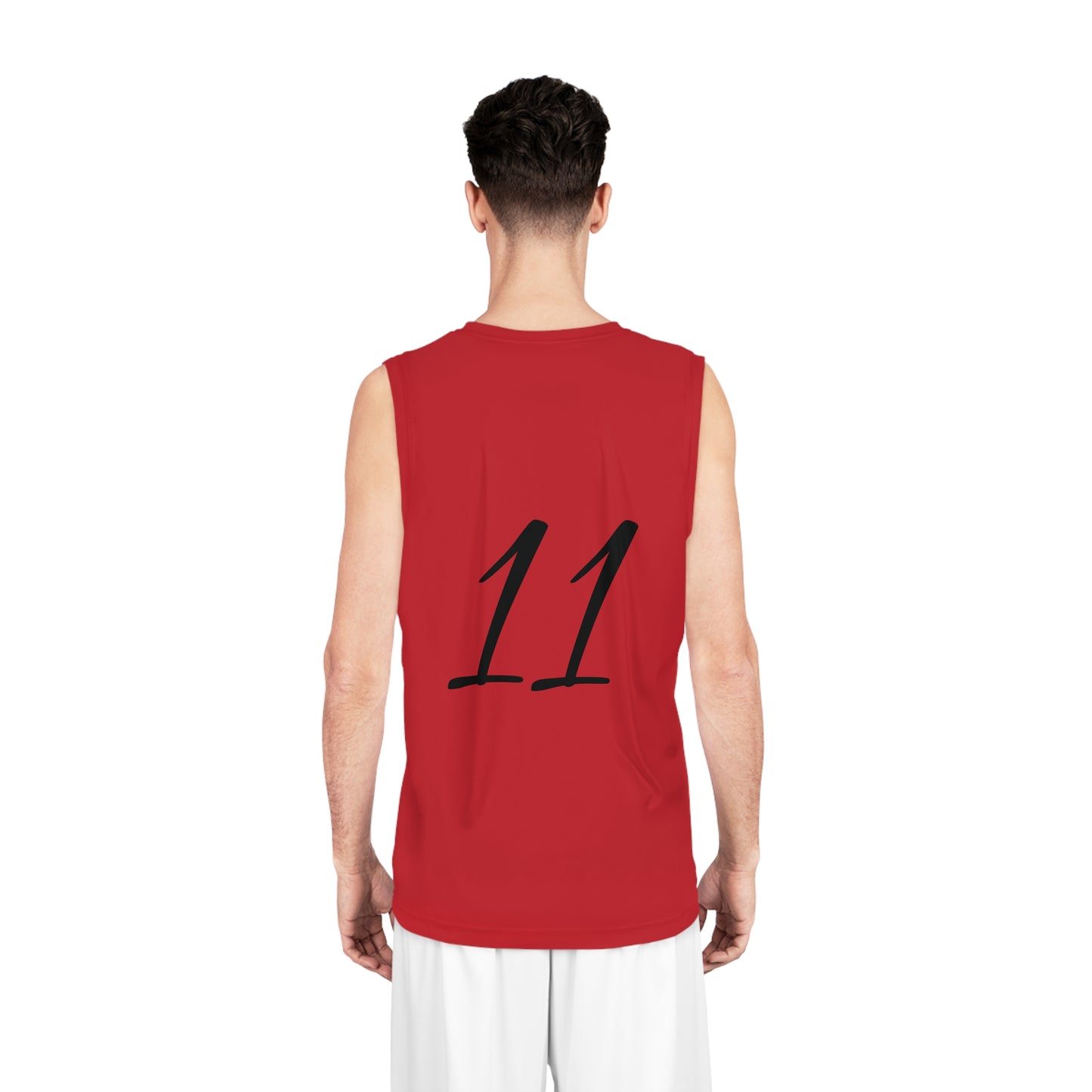Red "Hustler Ave" #11 All Business Gold Briefcase Basketball Jersey