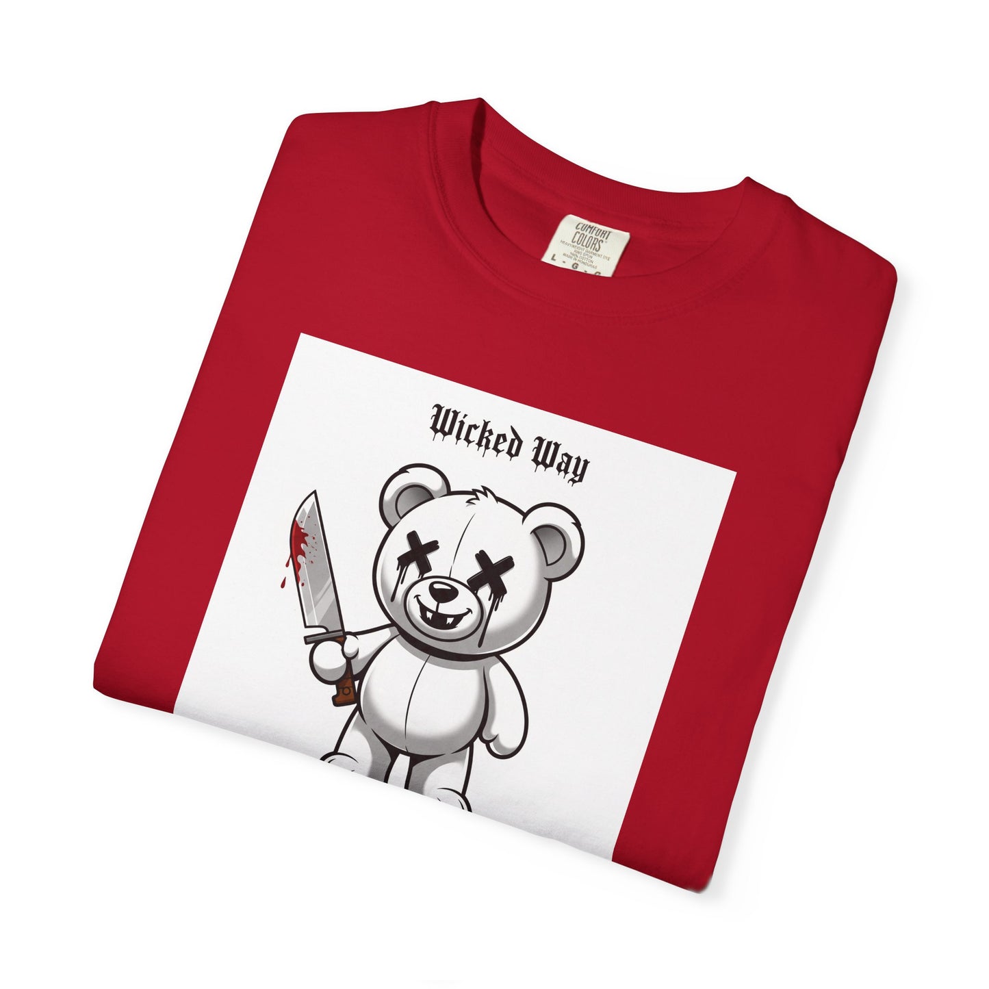 "Wicked Way" Machete Teddy 'Toothless' White Block Graphic T-Shirt