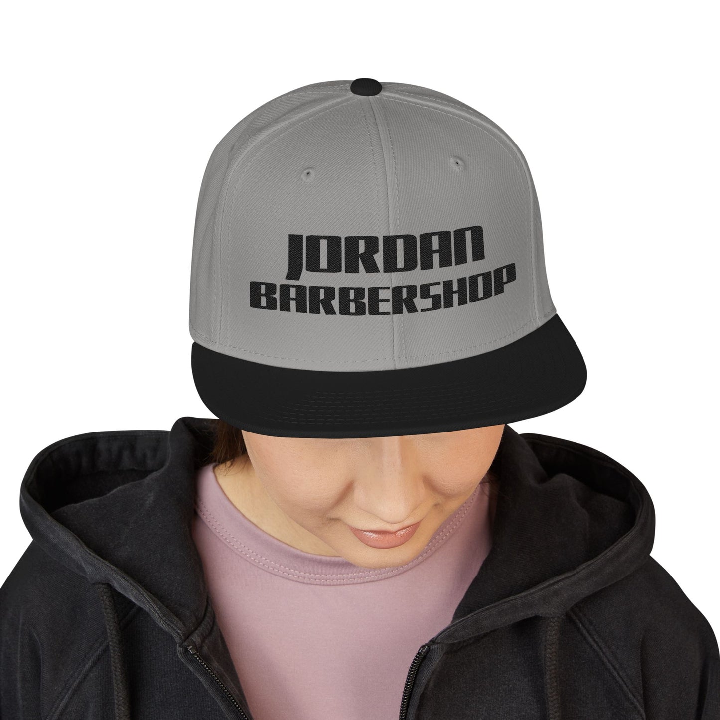 Jordan Barbershop Black Text Snapback