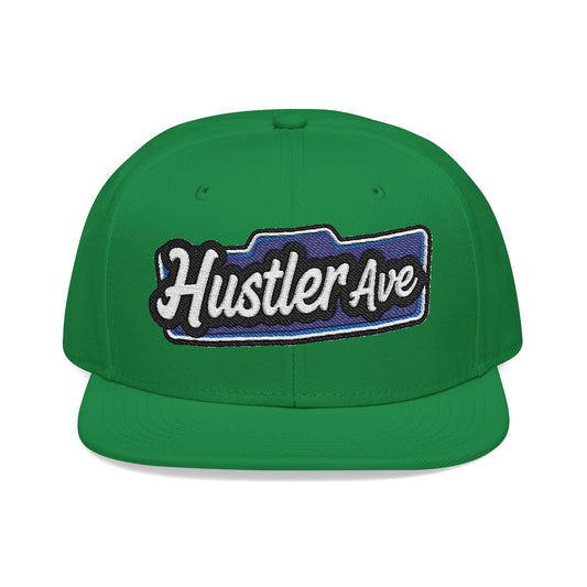 "Hustler Ave" Blue Logo Snapback Hat