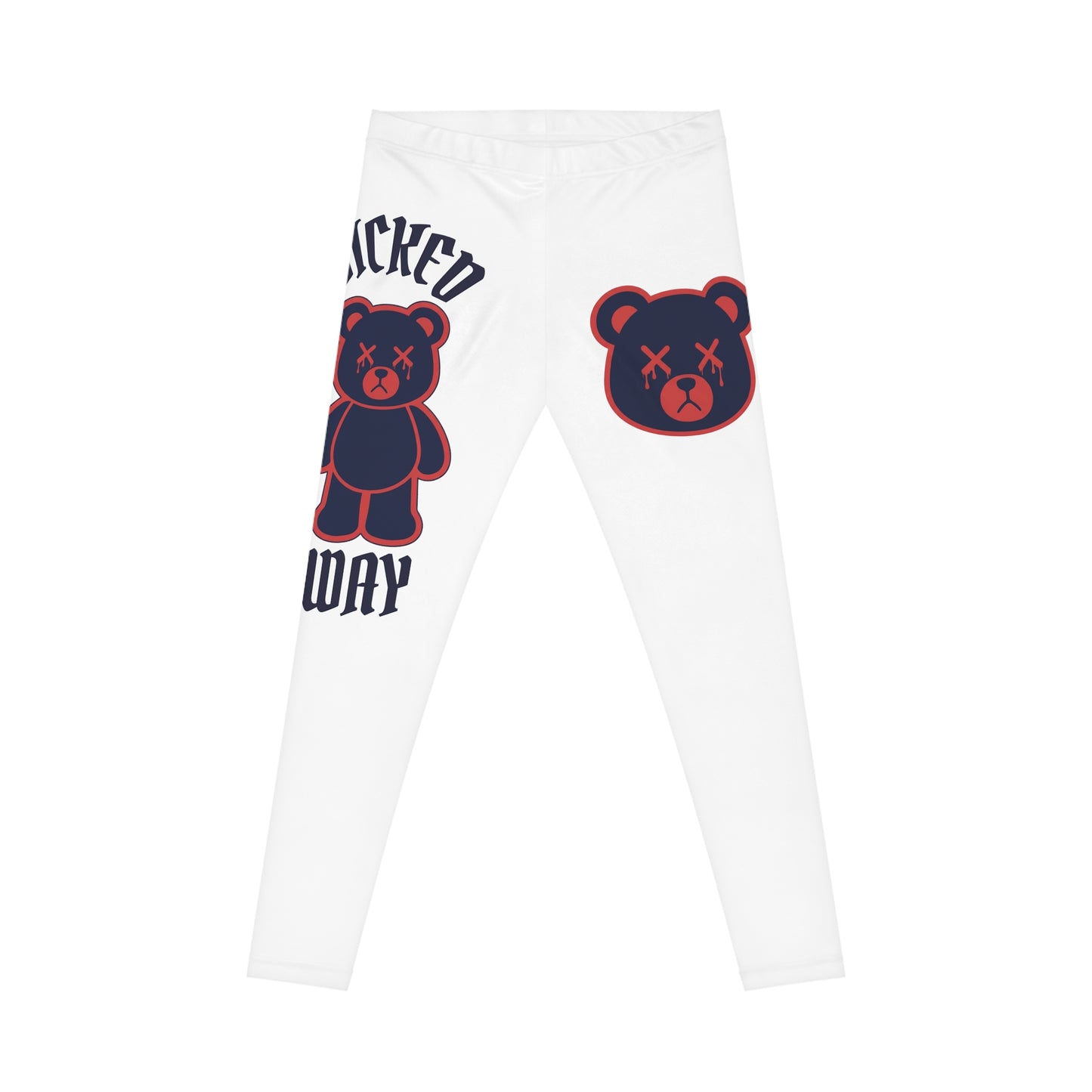 "Wicked Way" Deady Bears White, Red & Dark Blue Women's Casual Leggings