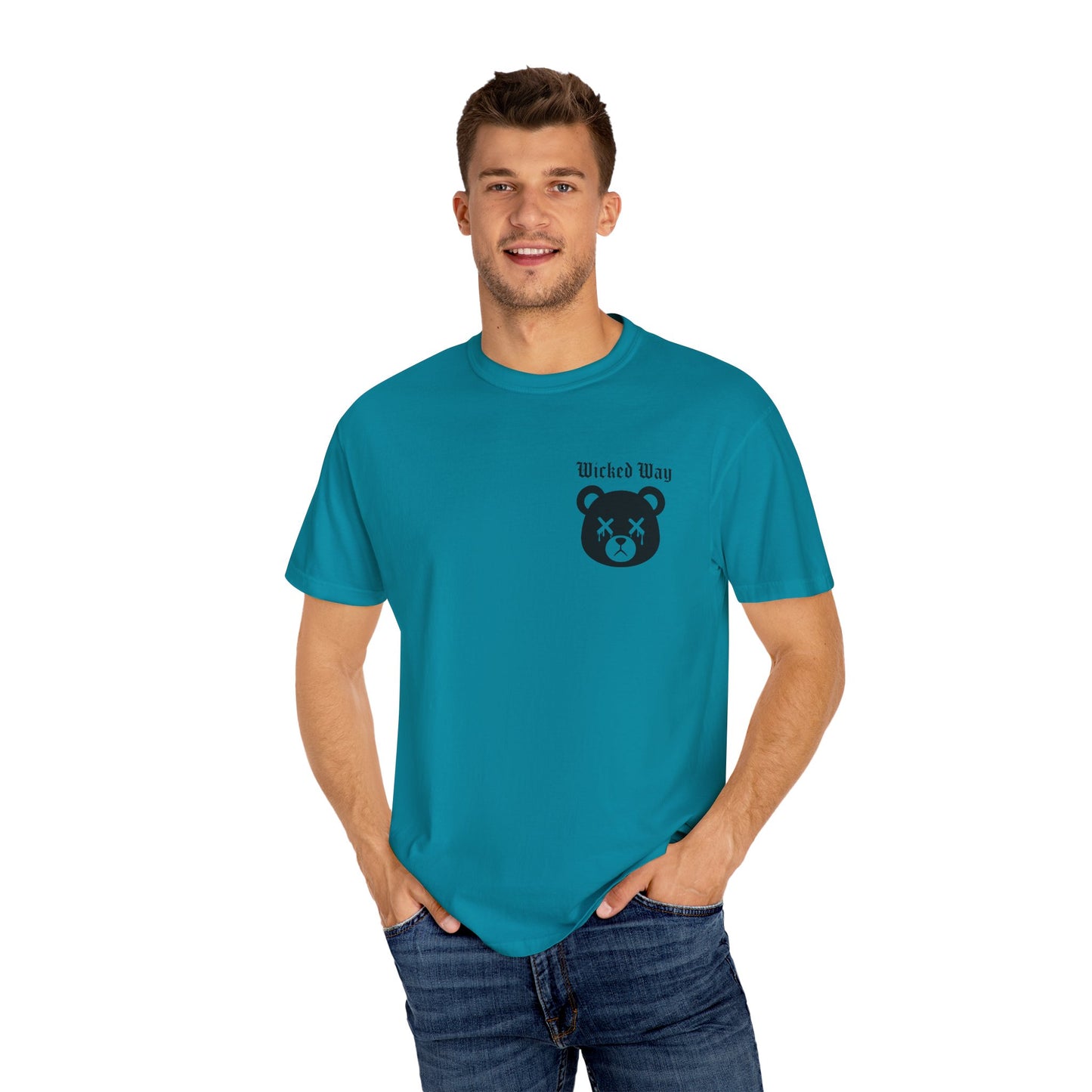 "Wicked Way" Dead Bear Head Pocket Logo Graphic T-Shirt (Multi Color Options)