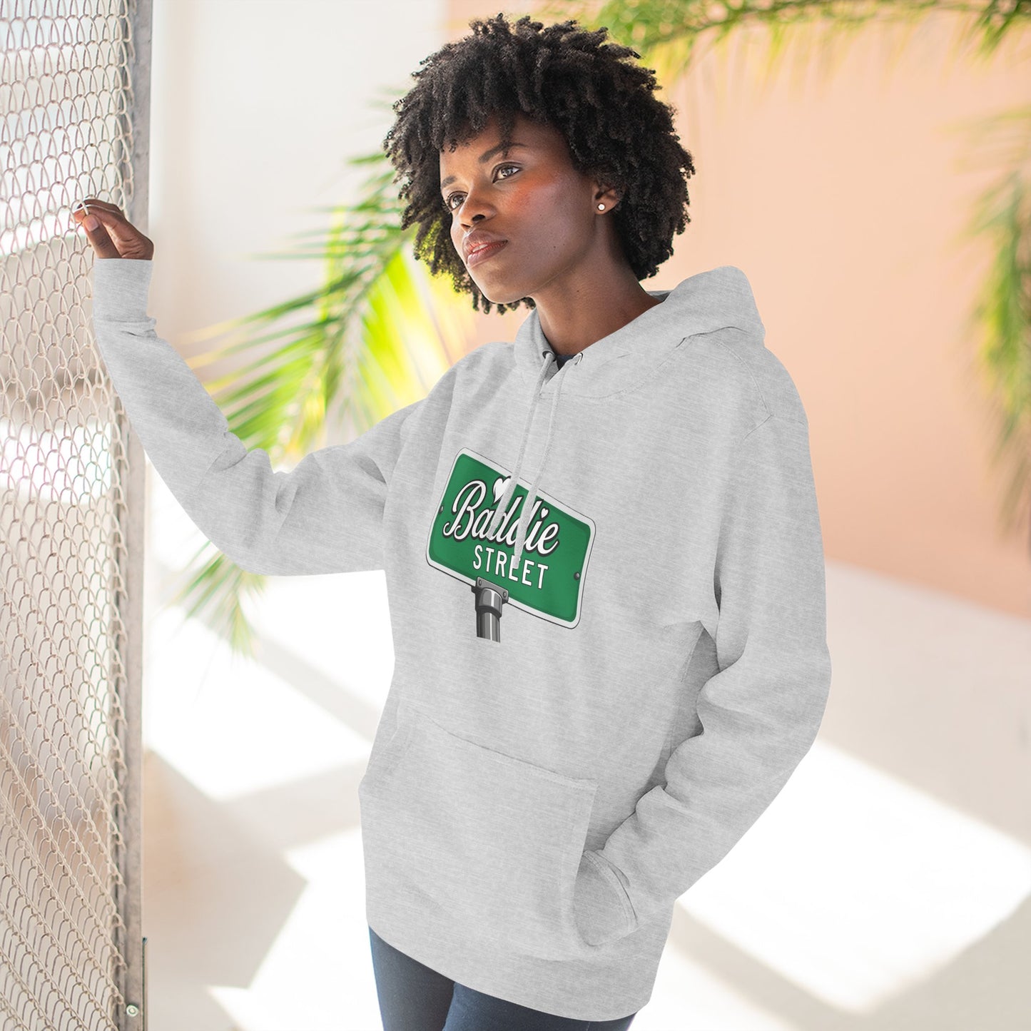"Baddie Street" Bold Street Sign Fleece Hoodie