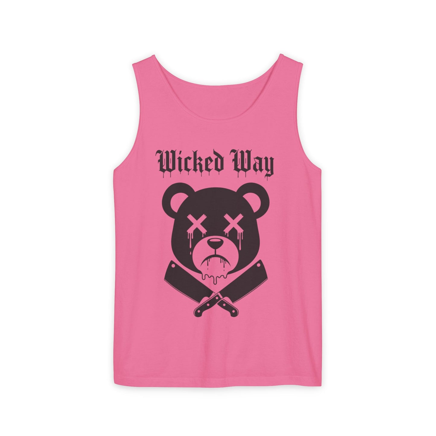 Limited Edition "Wicked Way" Drippy Bear Head Double Butcher Knife Tank Top