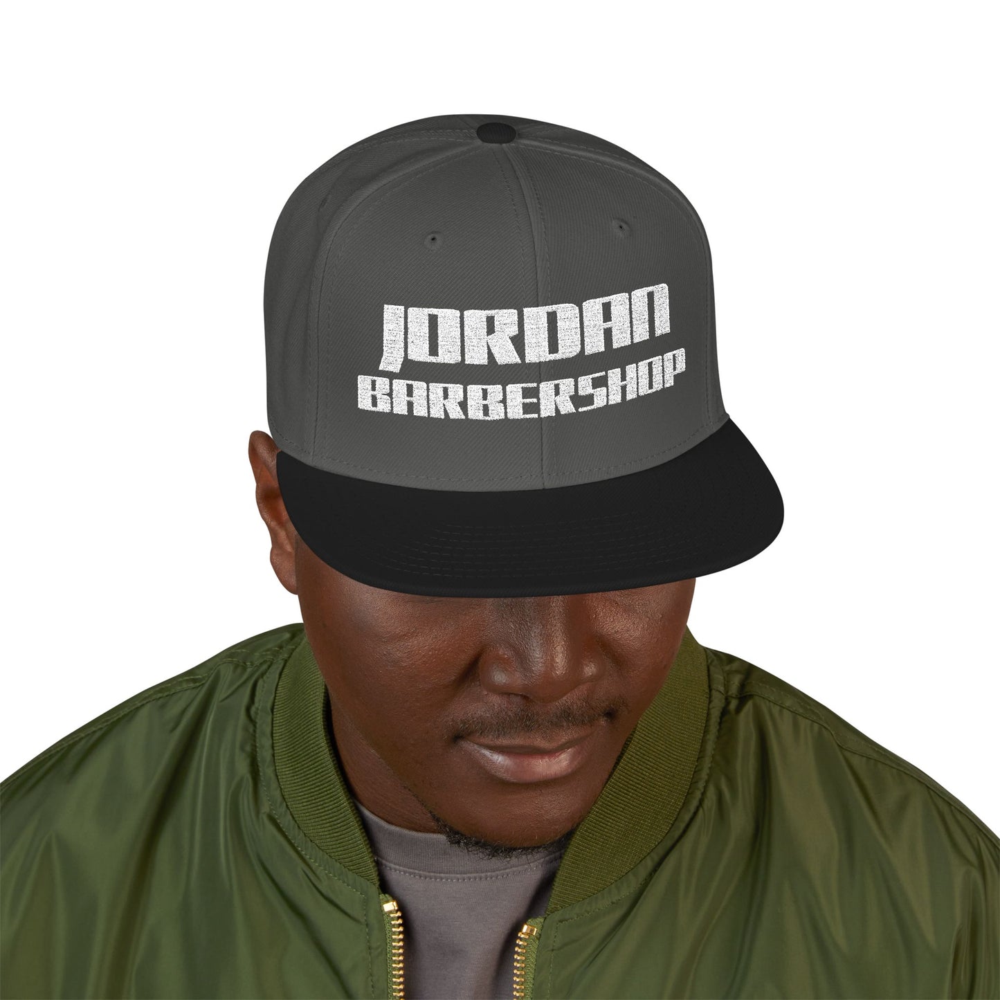 Jordan Barbershop White Text Snapback