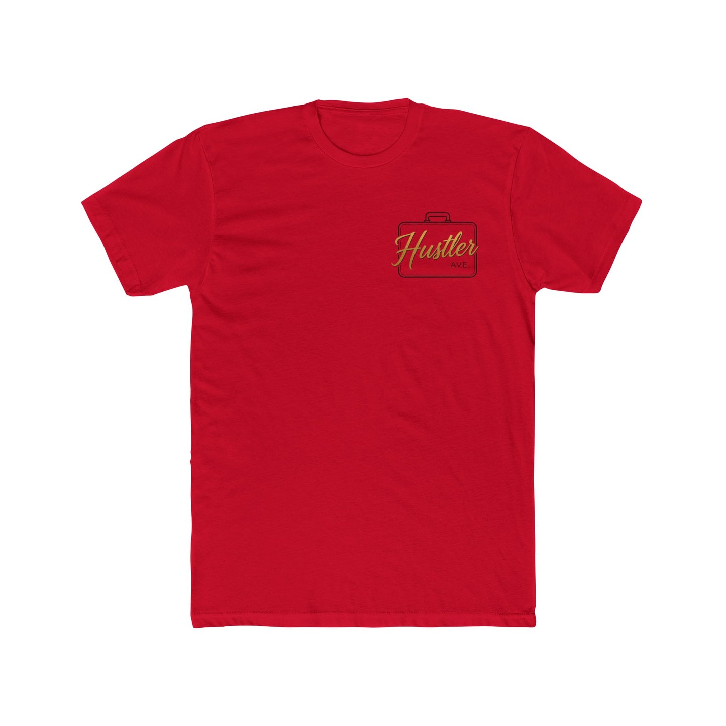 "Hustler Ave" All Business Gold Briefcase Pocket Logo Cotton Crew Tee