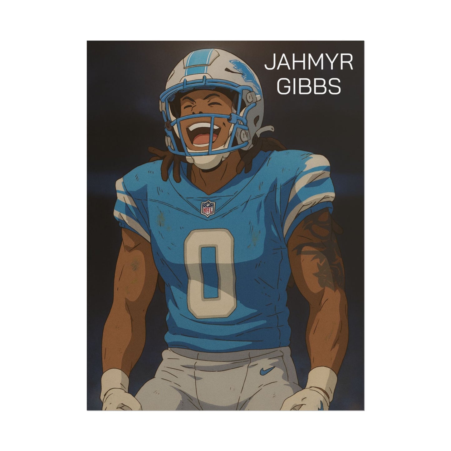 Loco Fits Anime Football 'Jahmyr Gibbs' Poster