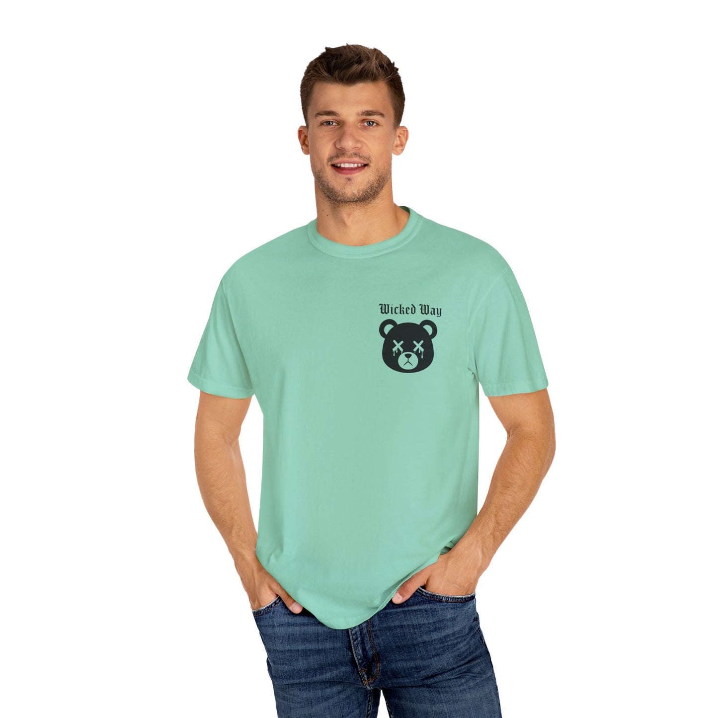 "Wicked Way" Dead Bear Head Pocket Logo Graphic T-Shirt (Multi Color Options)