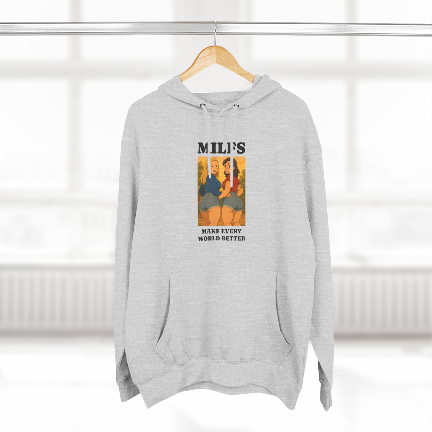 Loco Fits Anime Girls 'MILFS Make Every World Better' Three-Panel Fleece Hoodie