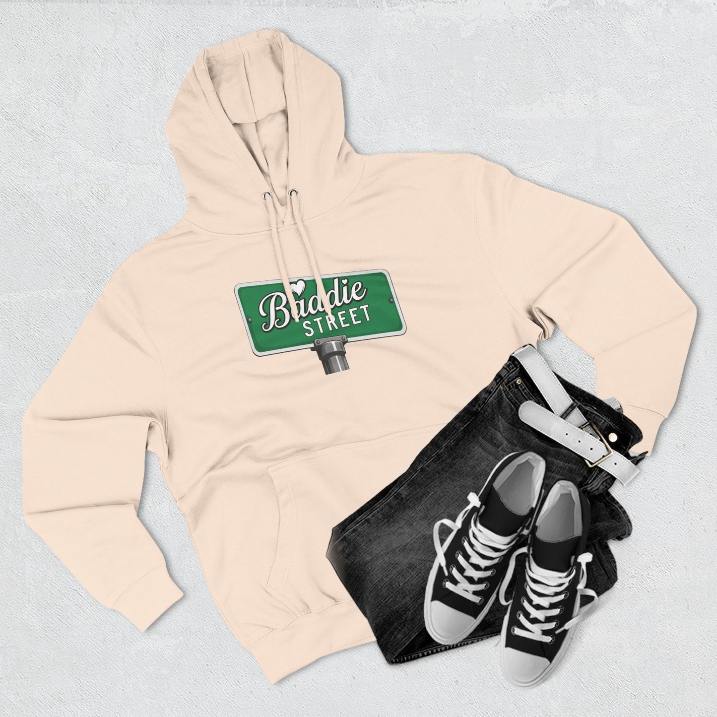 "Baddie Street" Bold Street Sign Fleece Hoodie