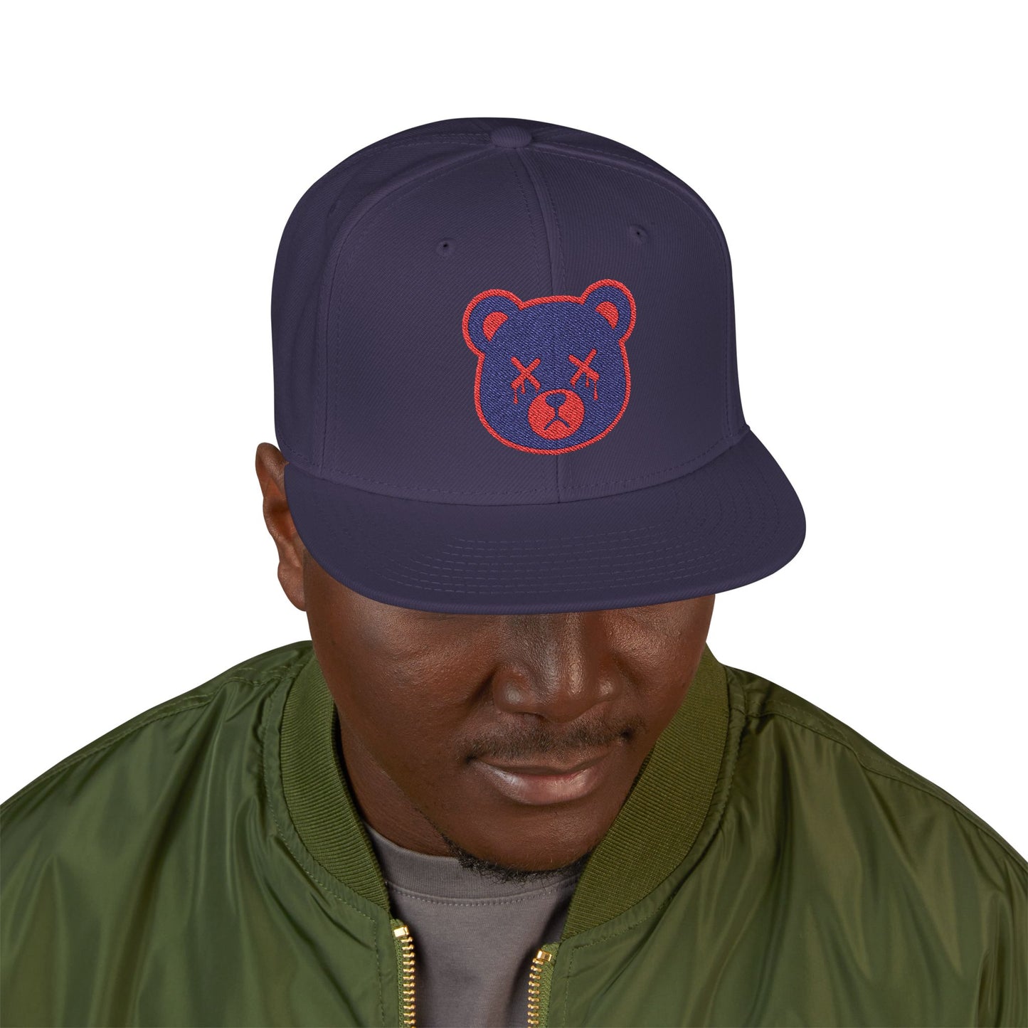 "Wicked Way" Deady Bear Head Blue & Red Snapback