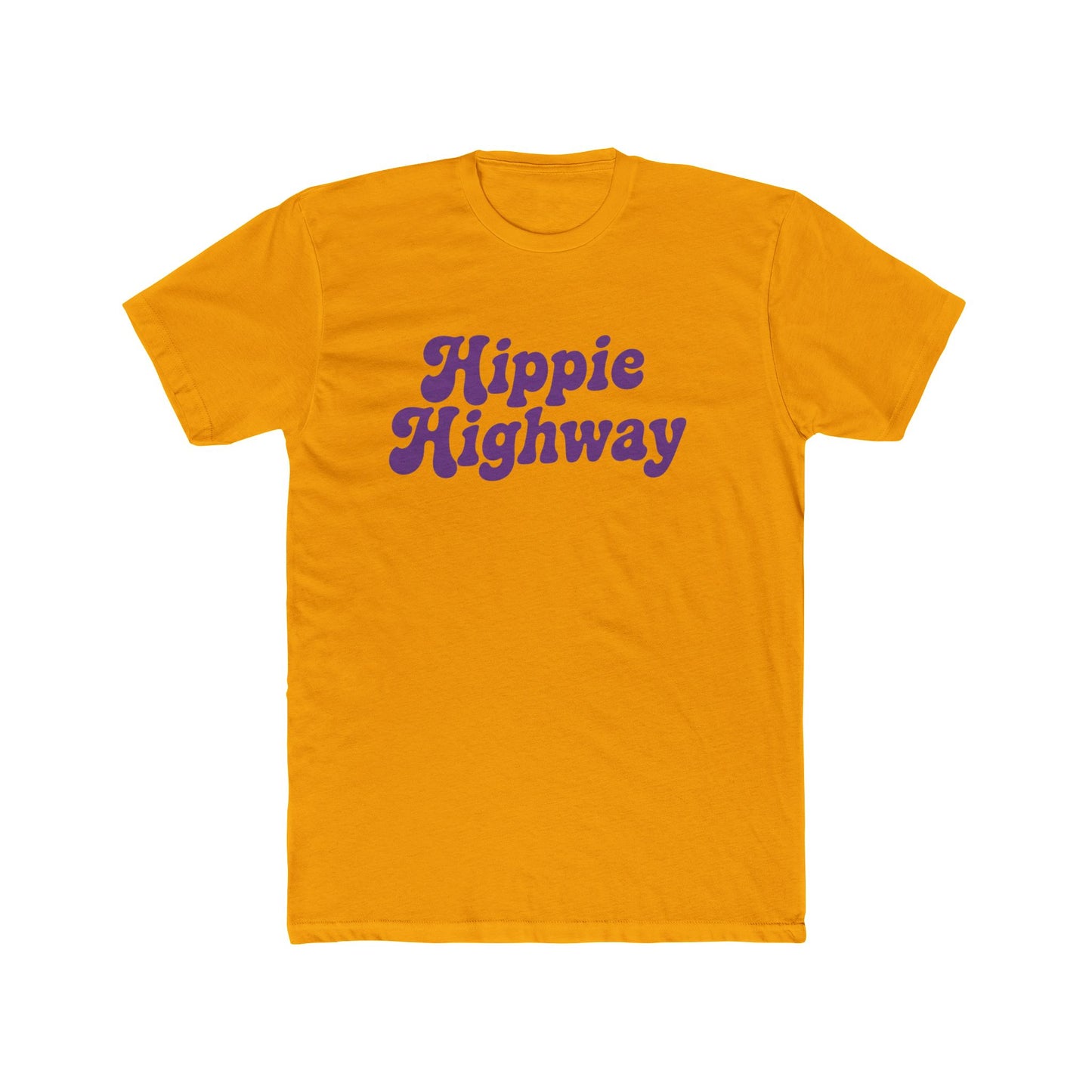 "Hippie Highway" Purple Script Cotton Crew Tee