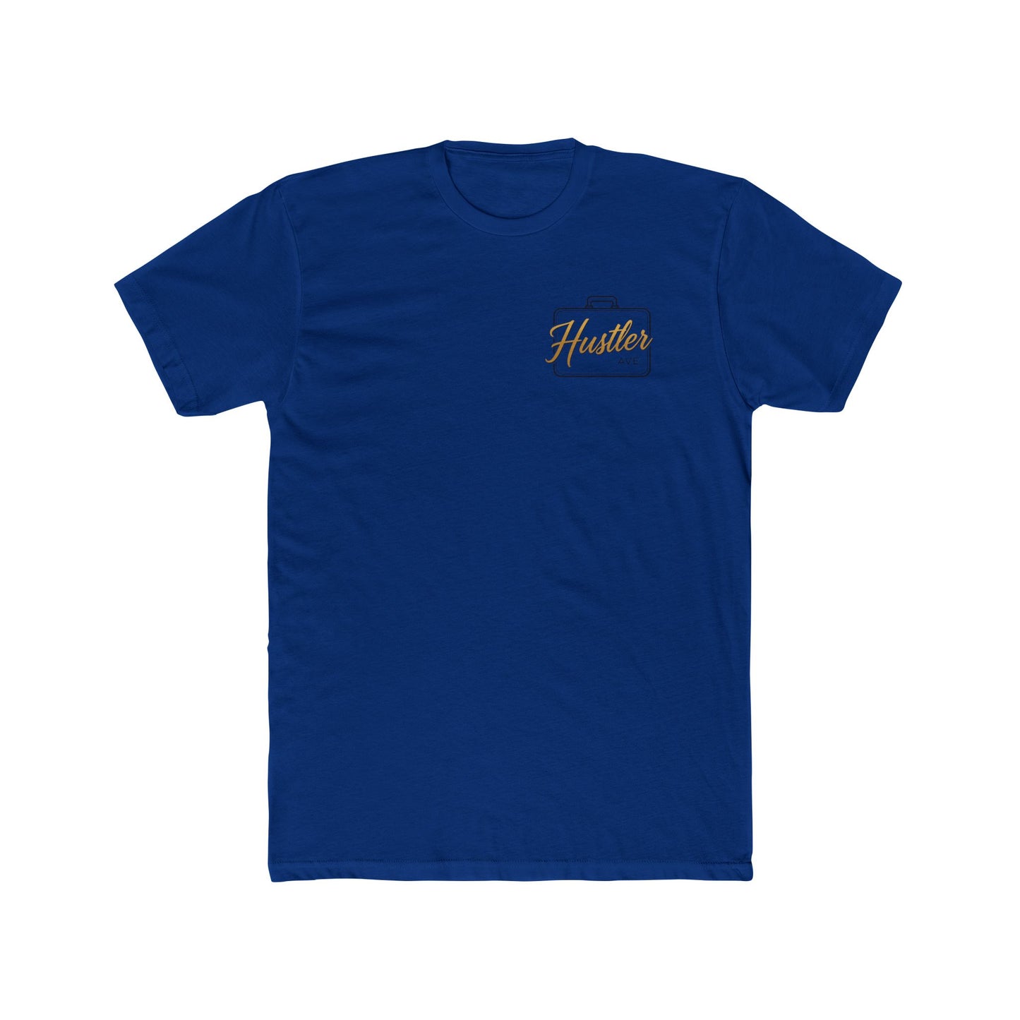 "Hustler Ave" All Business Gold Briefcase Pocket Logo Cotton Crew Tee