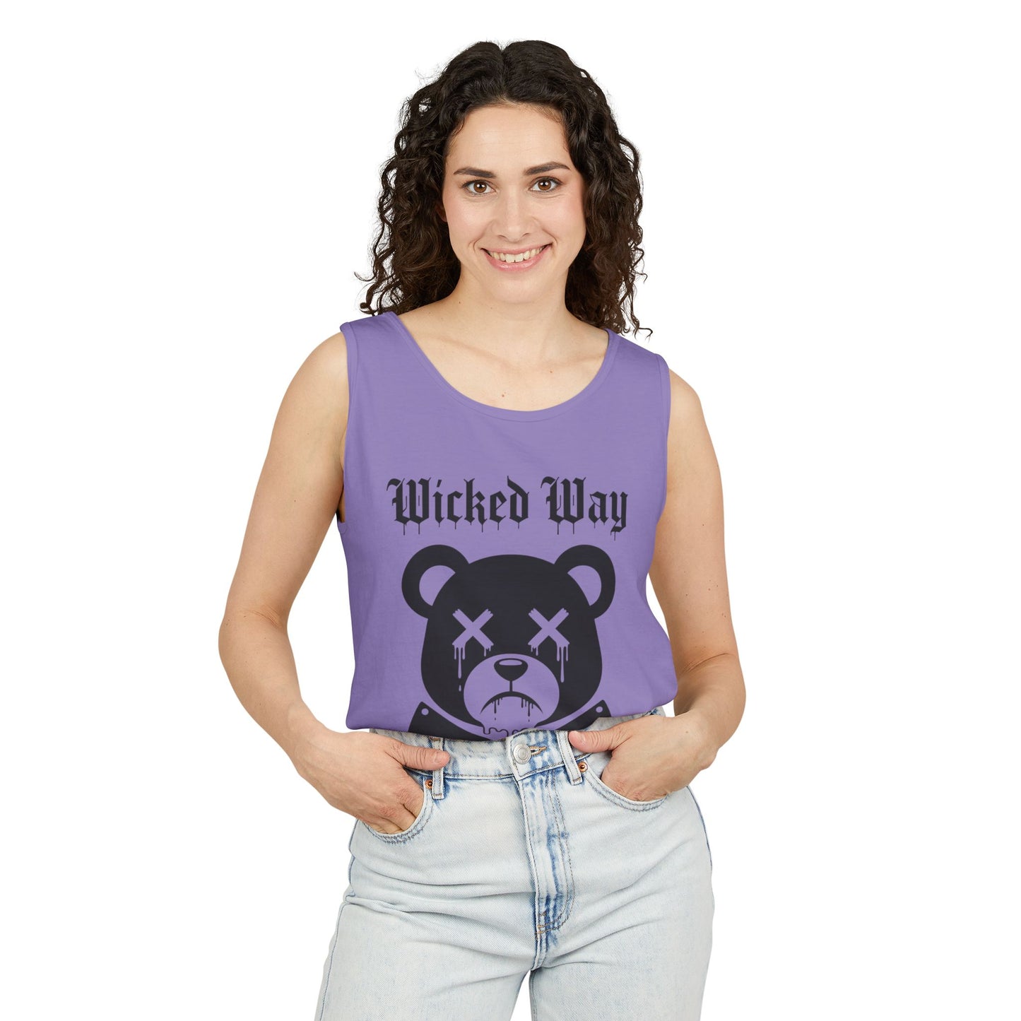 Limited Edition "Wicked Way" Drippy Bear Head Double Butcher Knife Tank Top
