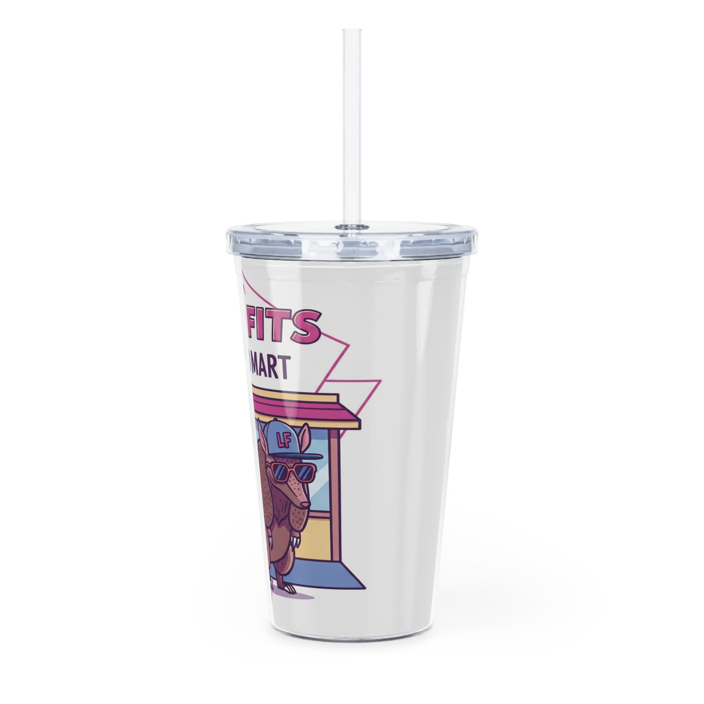 Plastic Tumbler with Straw - Loco Fits Ravi Food Mart Armadillo #2 Design