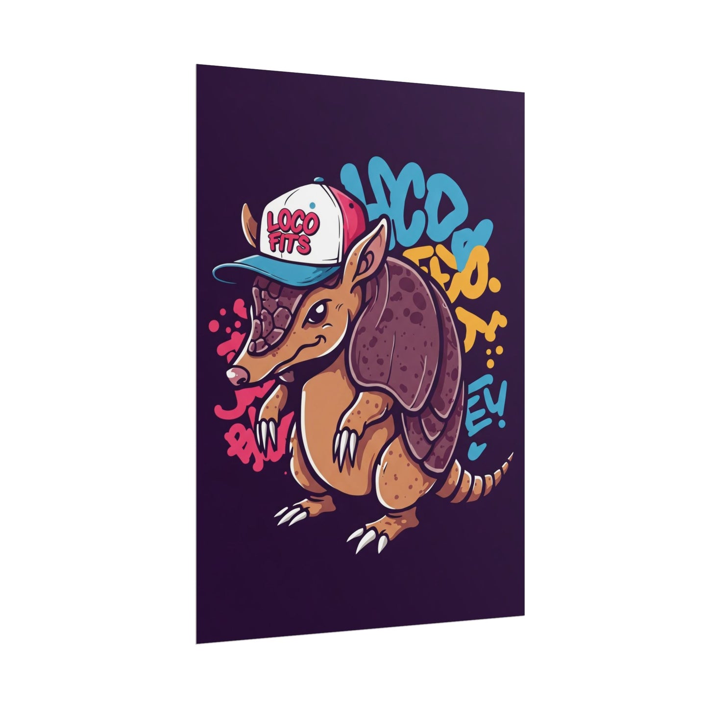 Colorful Loco Fits Armadillo Art Print - Loco Fits Rolled Poster