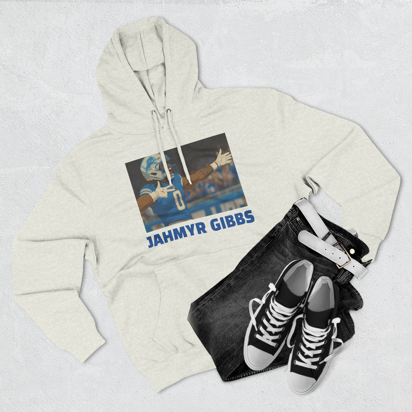 Anime Football 'Jahmyr Gibbs' Three-Panel Fleece Hoodie