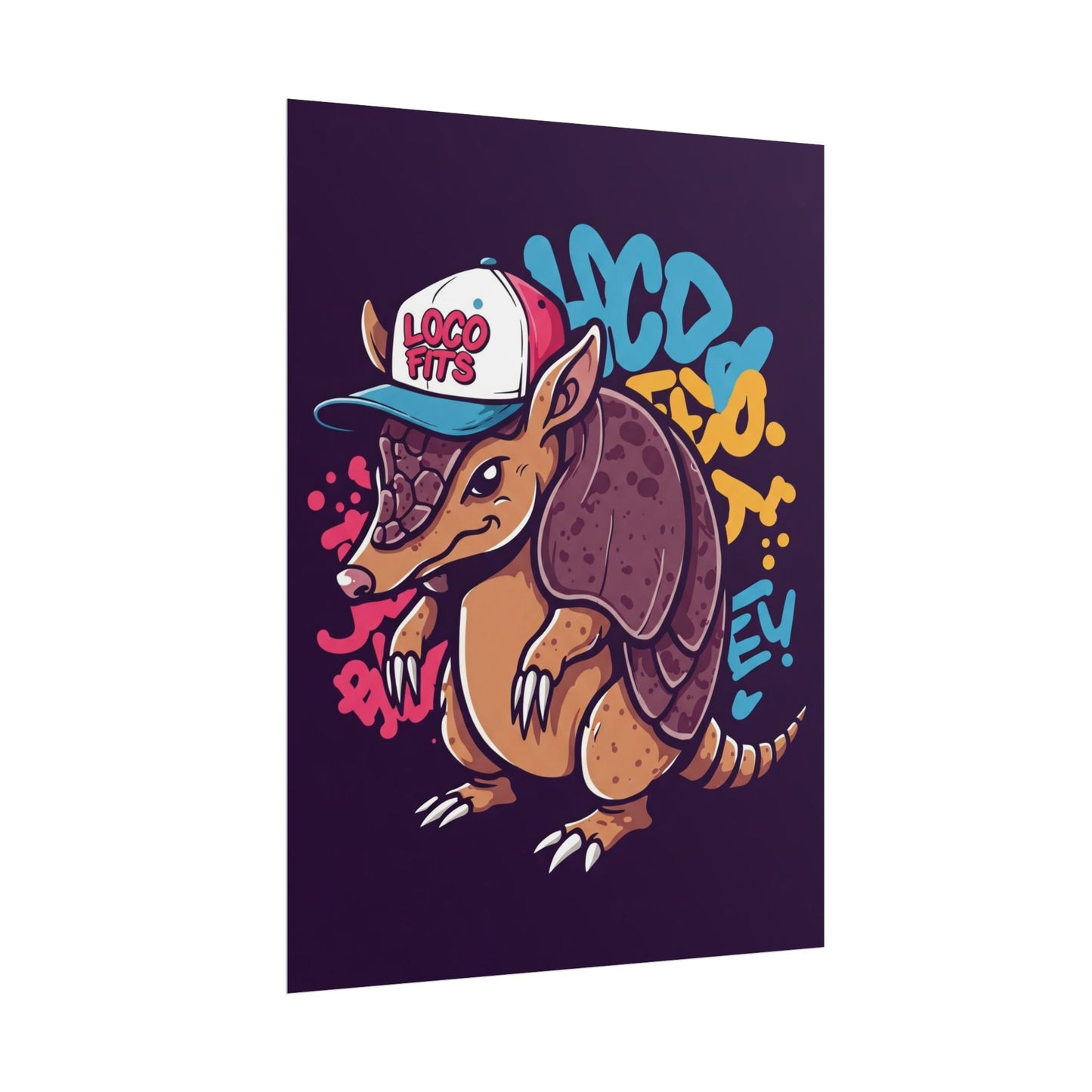 Colorful Loco Fits Armadillo Art Print - Loco Fits Rolled Poster
