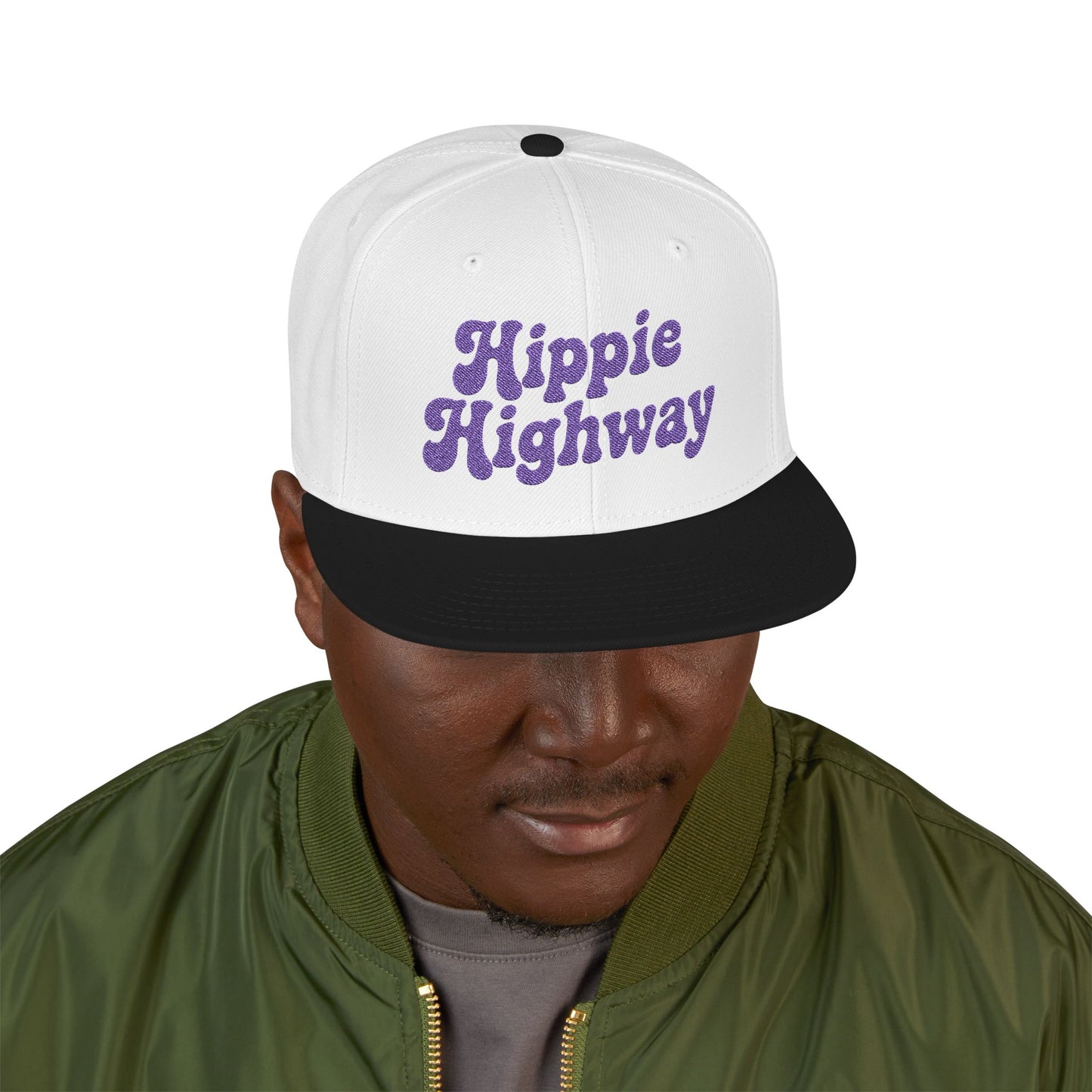 White "Hippie Highway" #420 Purple Haze Bus Snapback Cap