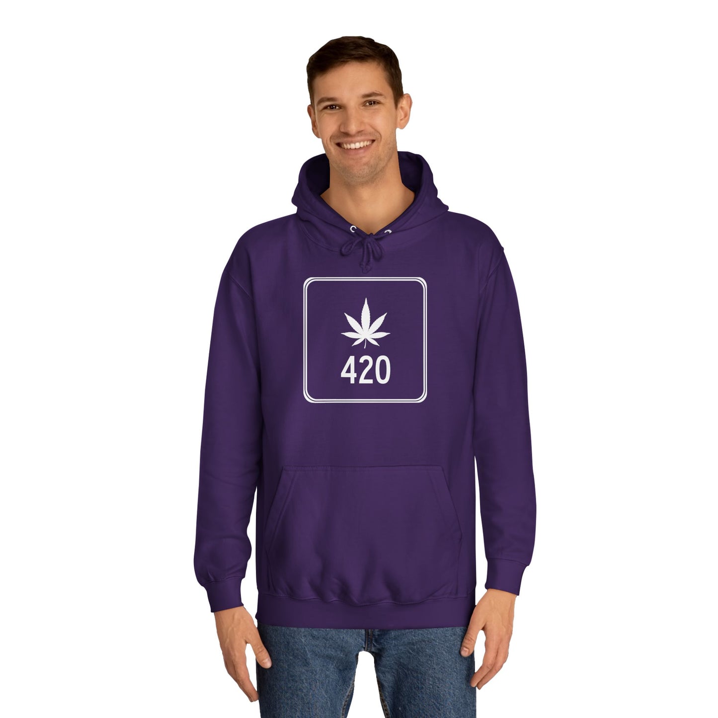 "Hippe Highway" 420 Pot Leaf Sign College Hoodie