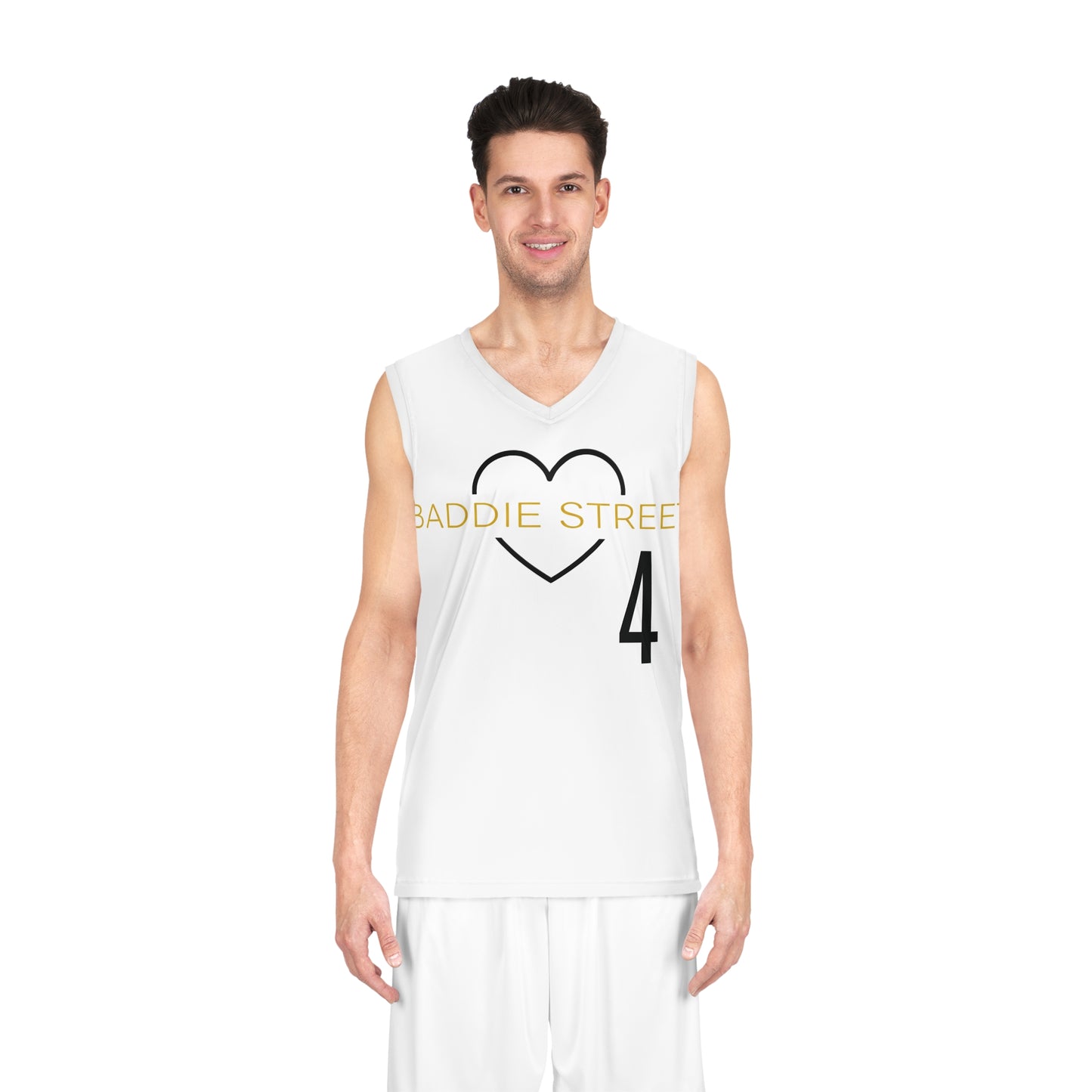 White "Baddie Street" #4 Classy Heart Alt. Basketball Jersey