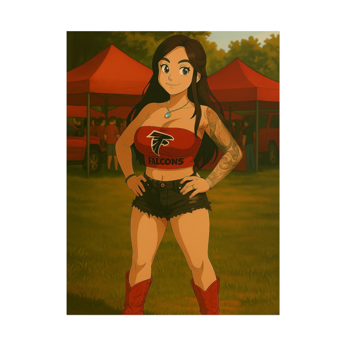 Loco Fits Anime Girls 'Falcons Girl Tailgating' Poster