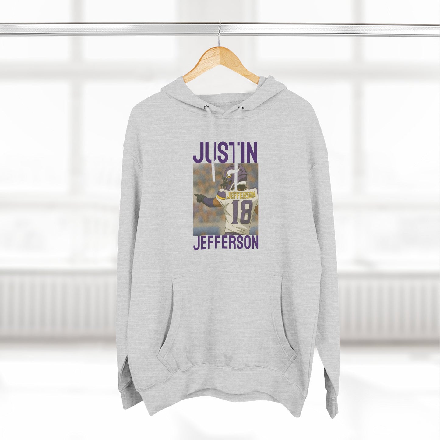Anime Football 'Justin Jefferson' Three-Panel Fleece Hoodie