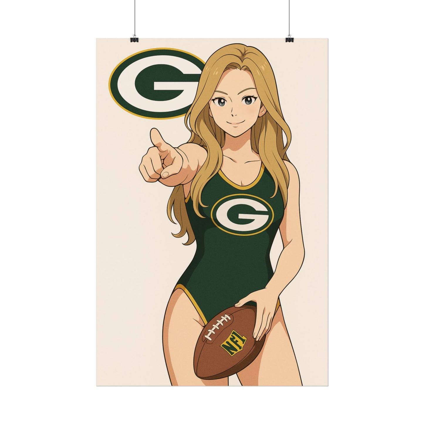 Loco Fits Anime Girls 'Packers Girl Swimsuit' Poster