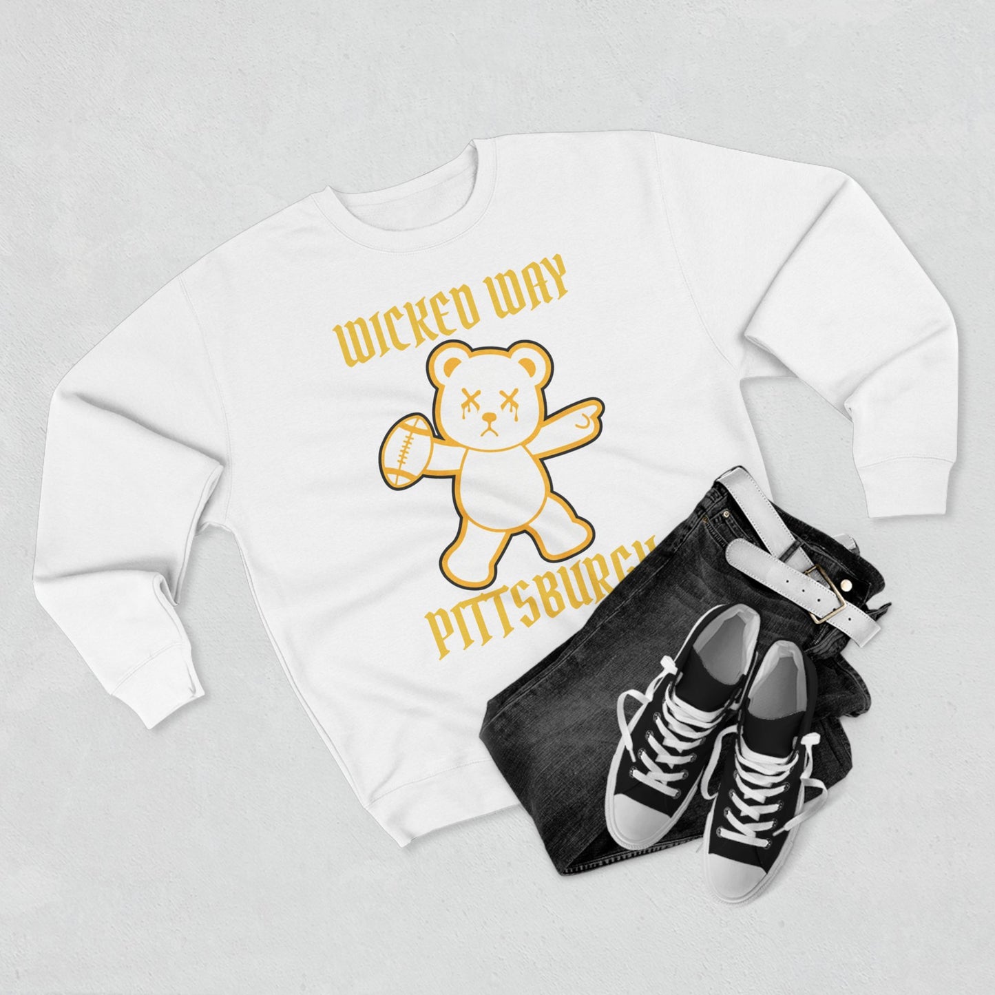 "Wicked Way" Deady Bear Football Pittsburgh V2 Crewneck Sweatshirt