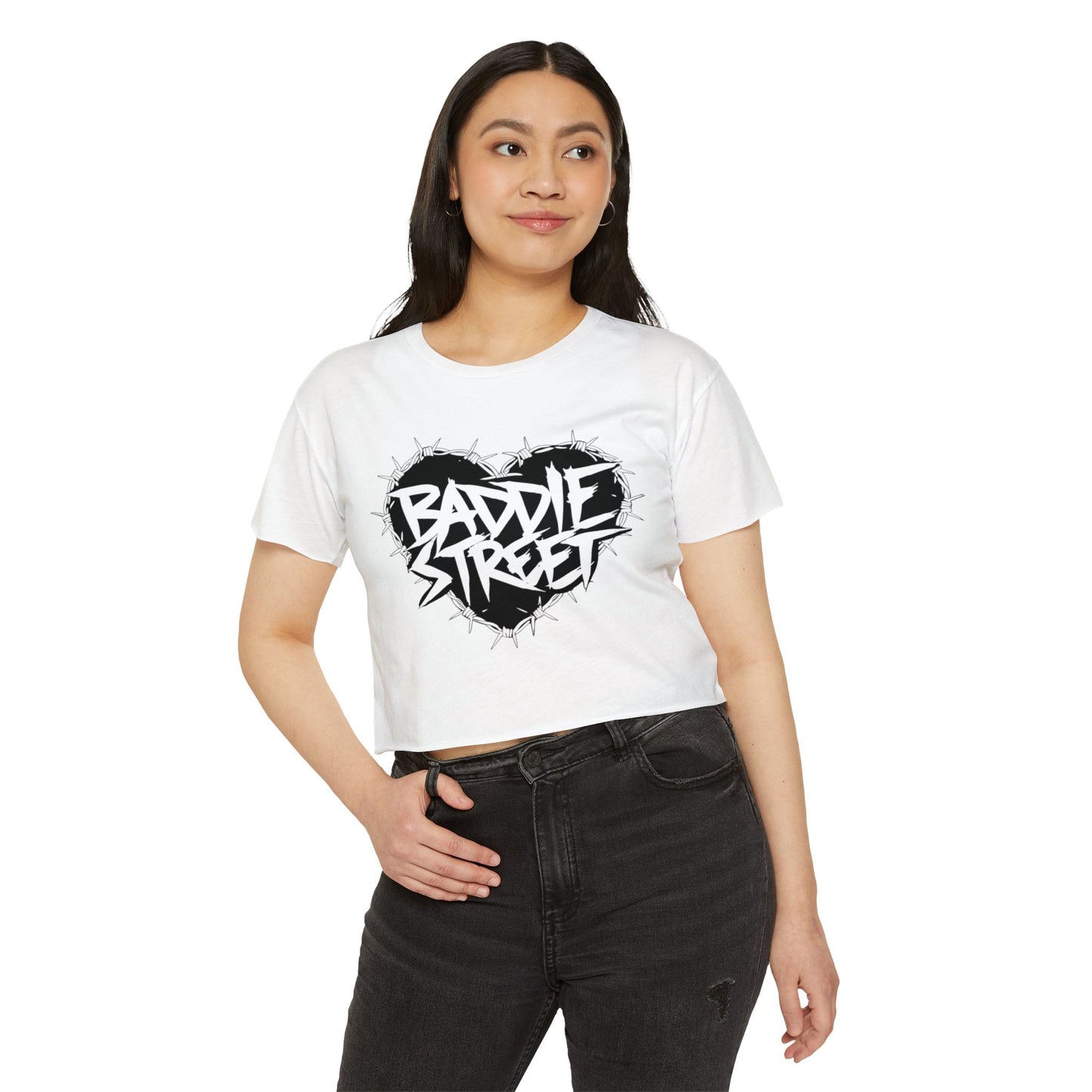 "Baddie Street" Barbed Wire Heart Logo Women's Crop Top