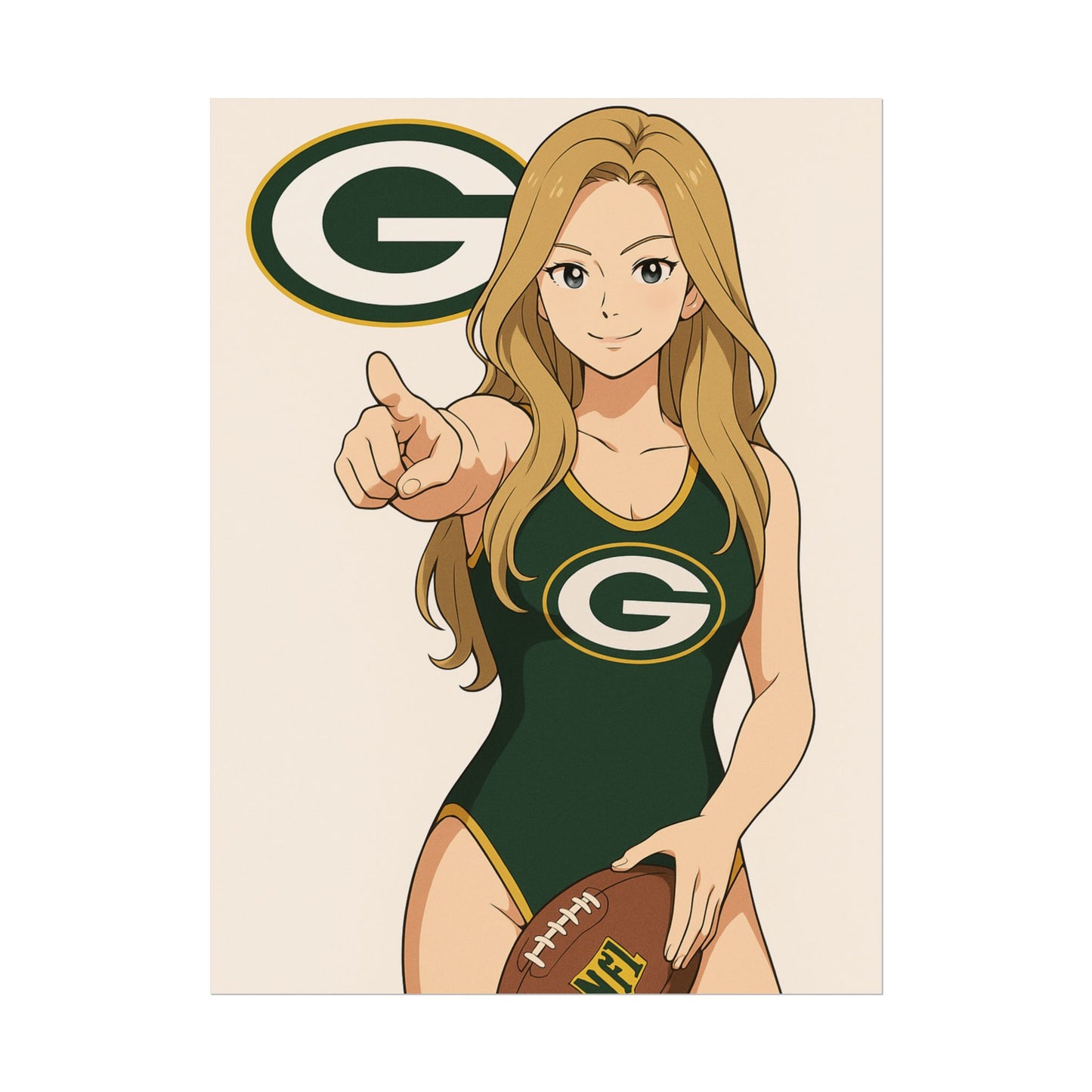 Loco Fits Anime Girls 'Packers Girl Swimsuit' Poster