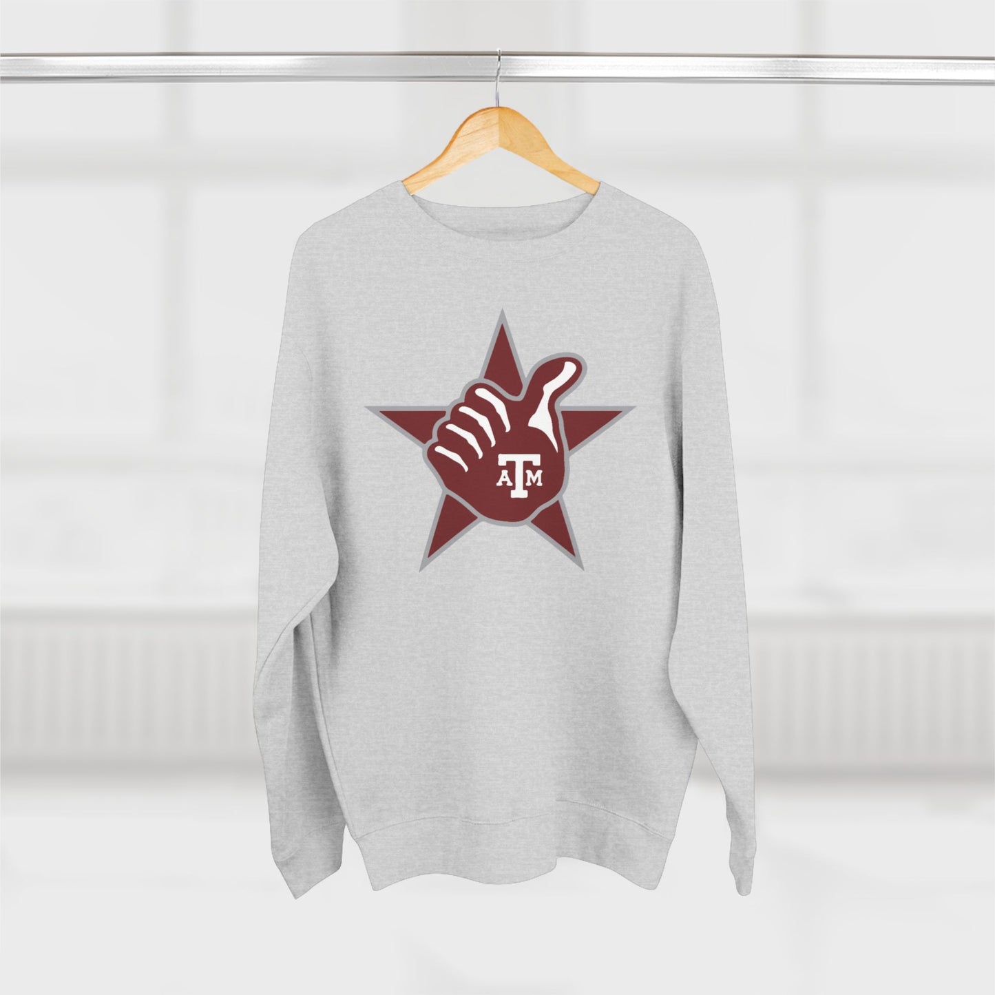 'Texas A&M Lone Star Thumbs Up' Cotton Crewneck Sweatshirt