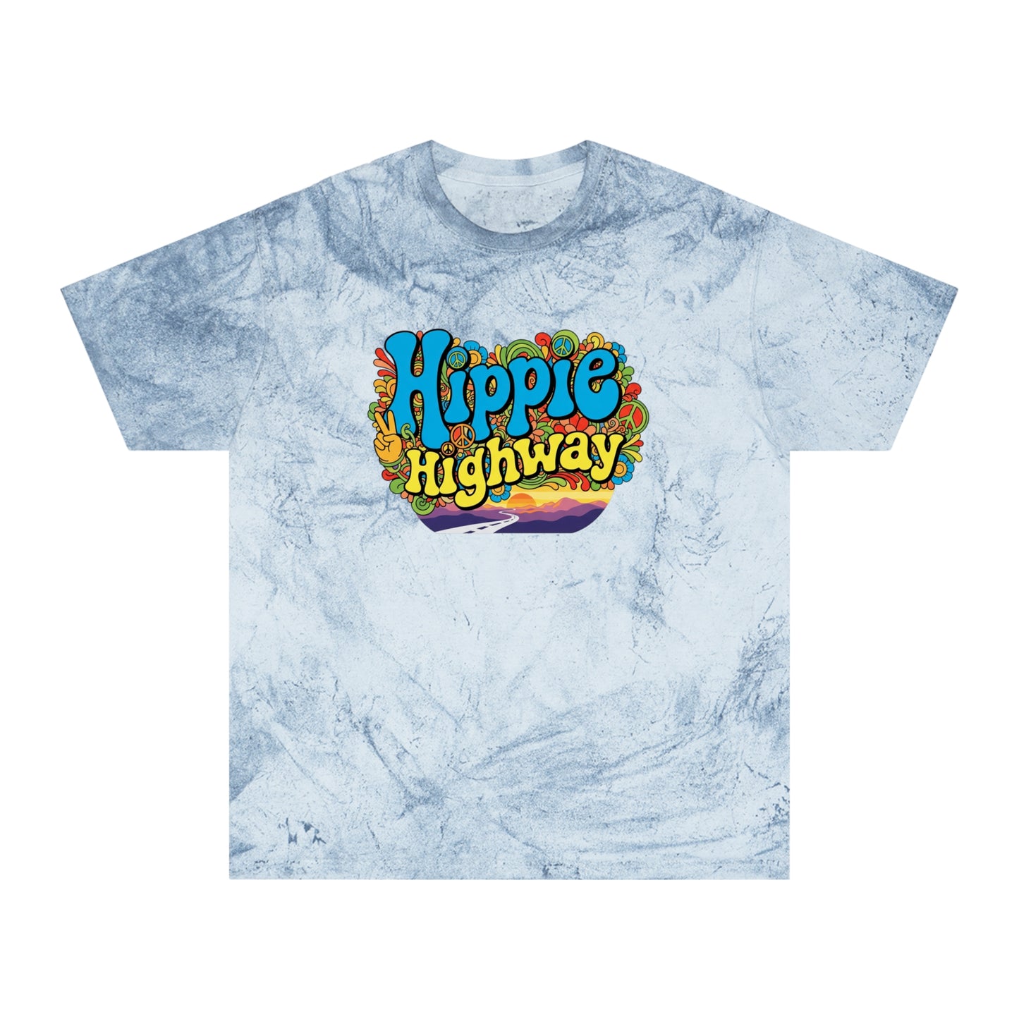 Exclusive (40 to be sold only) "Hippie Highway" Open Mind Open Road Tye Dye Color Blast T-Shirt