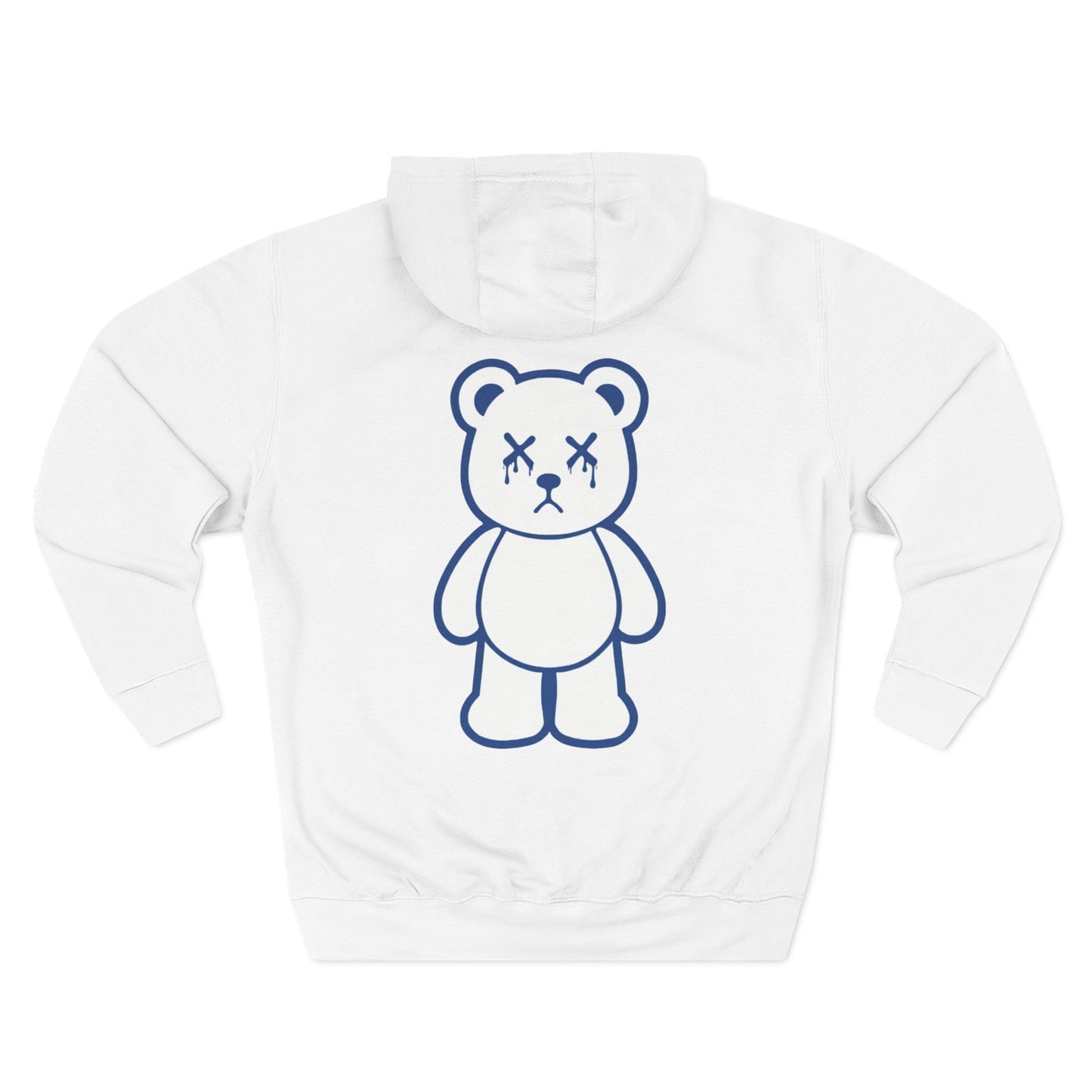 White "Wicked Way" Deady Bear Blue Fleece Hoodie