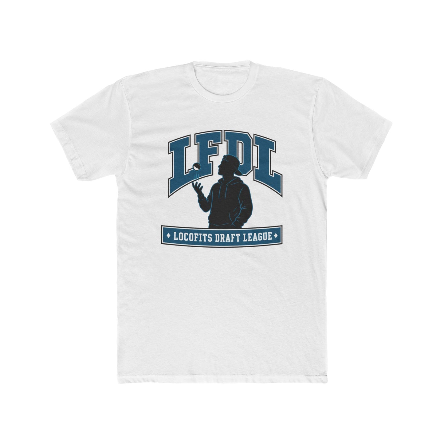 LocoFits Draft League SLP Portrait Silhouette Logo Cotton Crew Tee