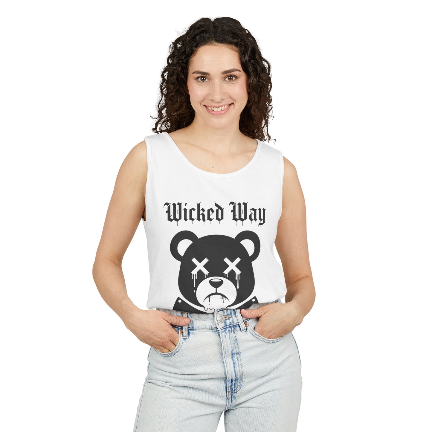 Limited Edition "Wicked Way" Drippy Bear Head Double Butcher Knife Tank Top