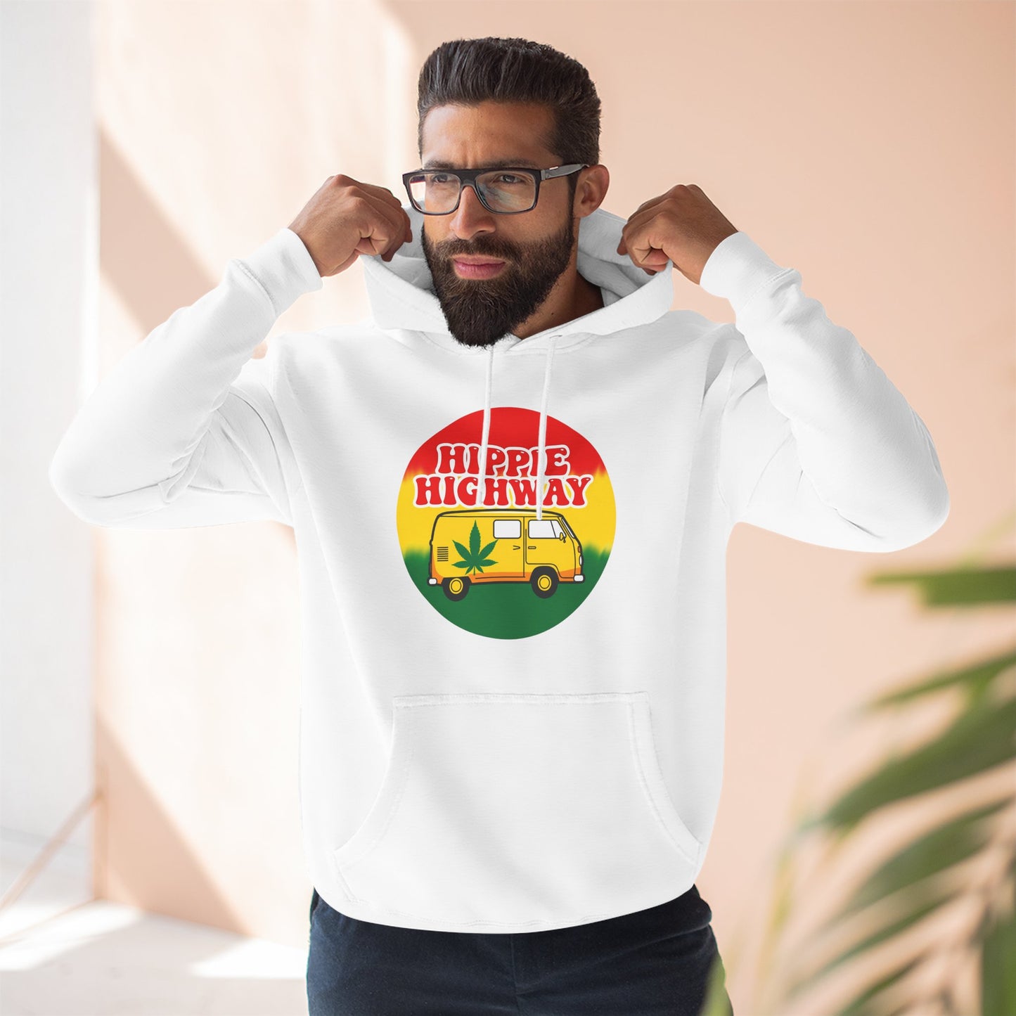 "Hippie Highway" Rasta Vibes Fleece Hoodie