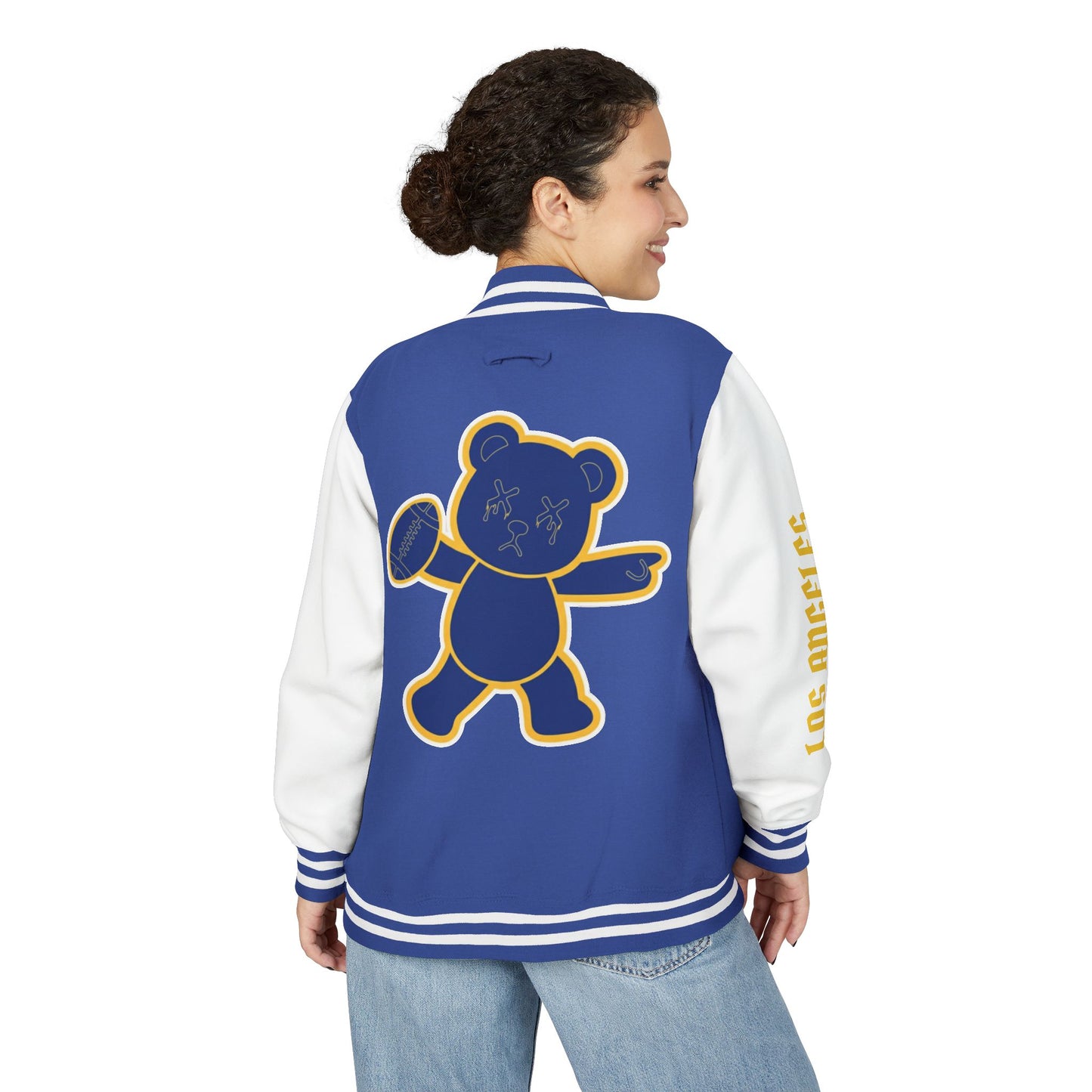 Royal Blue & White "Wicked Way" Los Angeles R Deady Bear Football Heavyweight Letterman Jacket