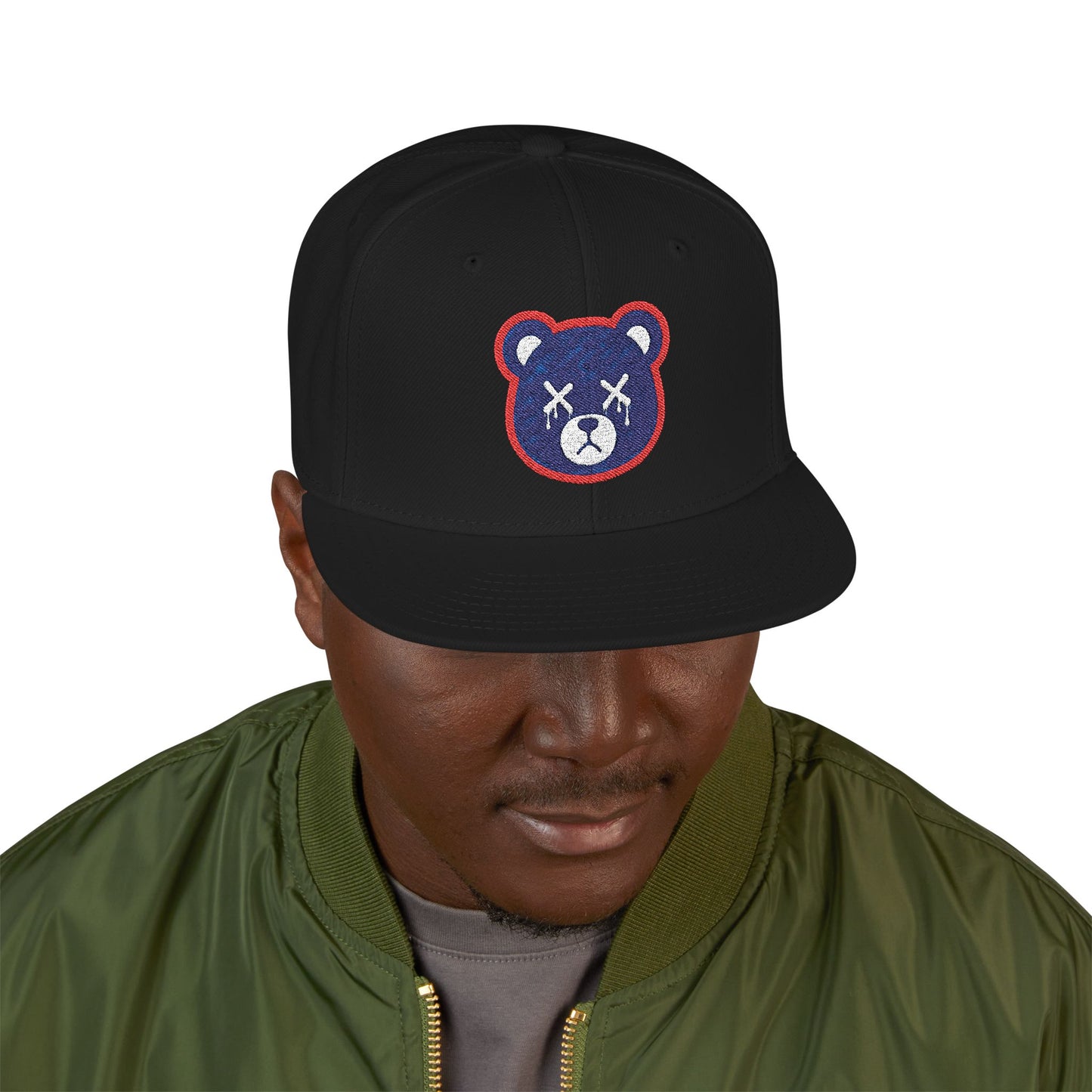 "Wicked Way" Deady Bear Head Red, White, & Blue Snapback