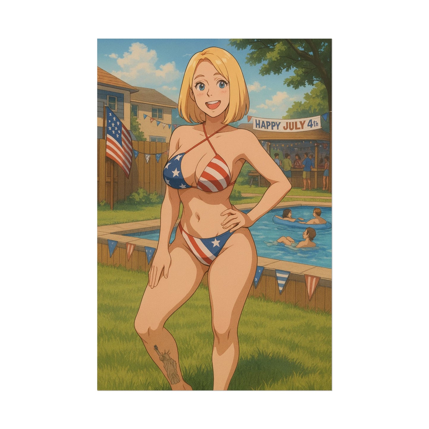 Loco Fits Anime Girls 'Happy July 4th' Poster