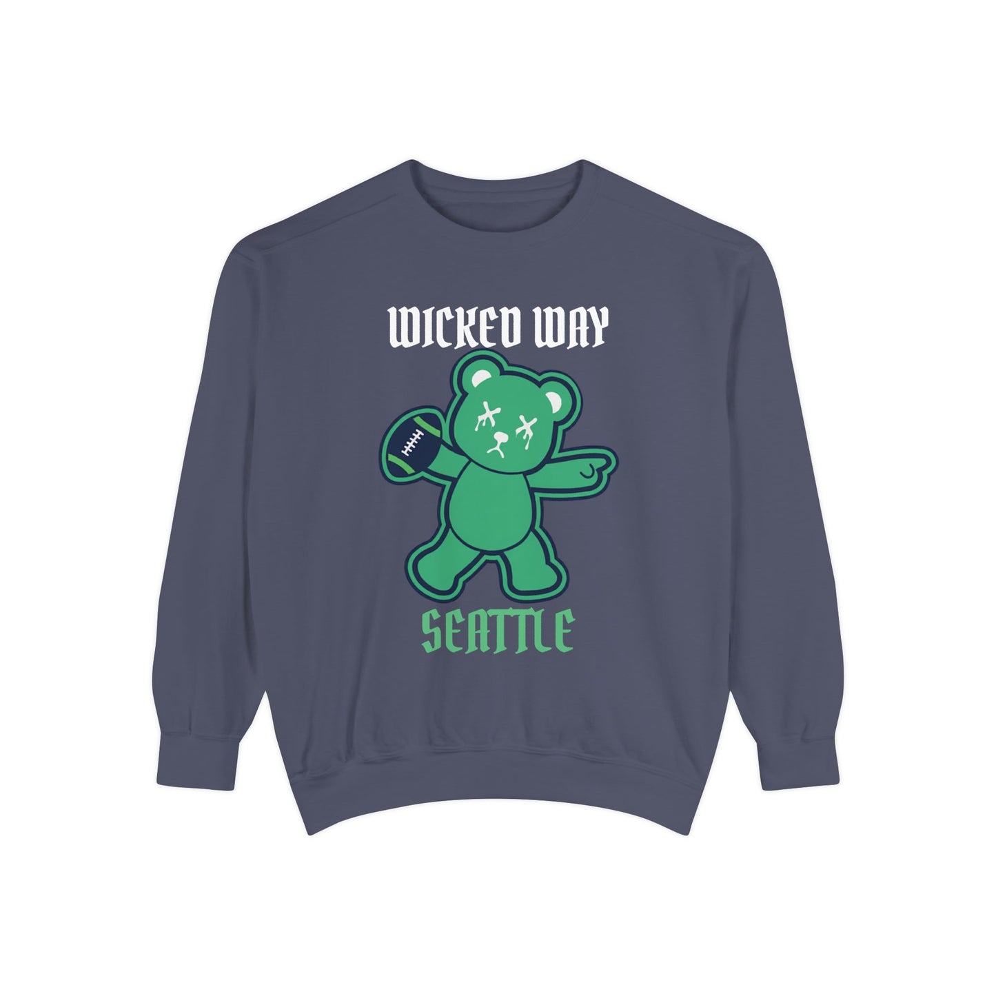 "Wicked Way" Seattle Deady Bear Football Dyed Sweatshirt