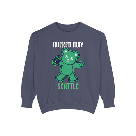 "Wicked Way" Seattle Deady Bear Football Dyed Sweatshirt