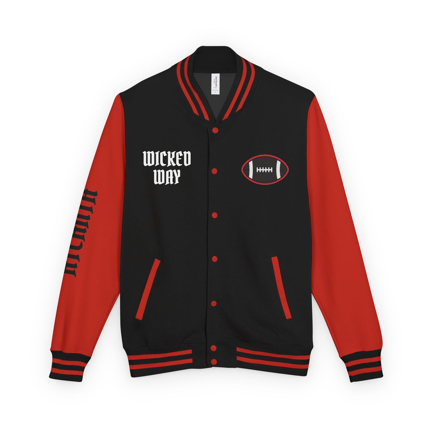 Red & Black "Wicked Way" Atlanta Deady Bear Football Heavyweight Letterman Jacket
